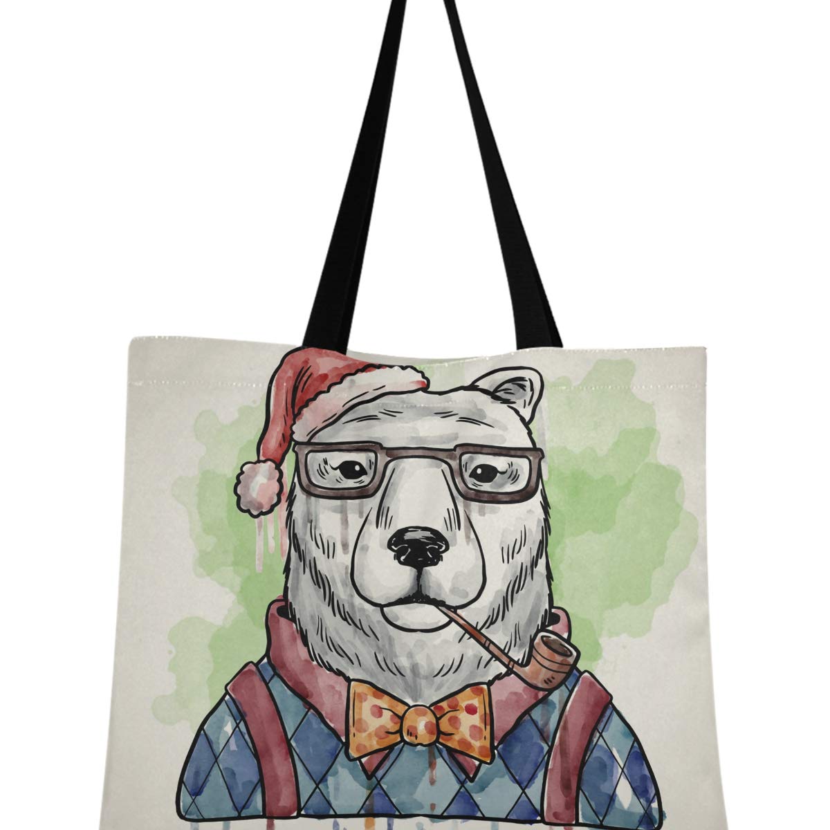 Christmas Polar Bear Canvas Tote Bag for Women - Cute Cartoon Animal Reusable Grocery Bags - Large Capacity Shopping Tote for Work, Beach & Holiday Gifts (Perfect for Christmas Shopping, Groceries & Daily Use)