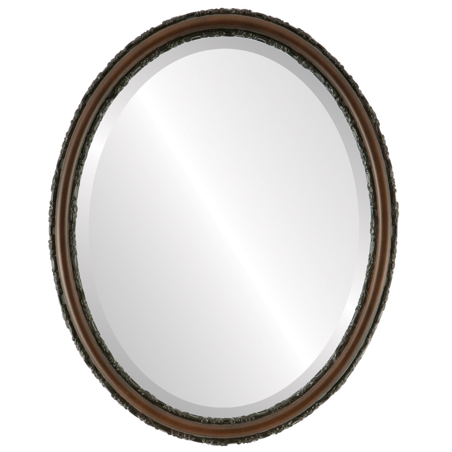 Virginia Style Oval Beveled Wall Mirror - 18x22 Inches Walnut Frame - Elegant Home Decor for Living Room, Bedroom & Entryway