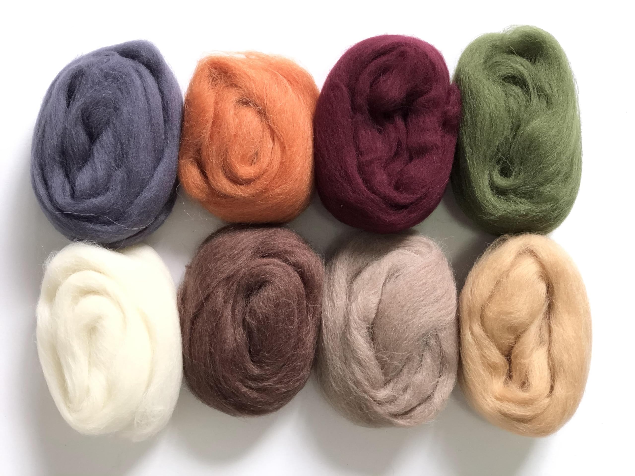 T.F GHG Needle Felting Wool Roving 8 Colors Set (15G/Color, 120G Total) - 100% Natural Wool for DIY Felting, Yarn Crafts, Needlecrafts - Perfect for Beginners, Home Decor & Handmade Gift Making