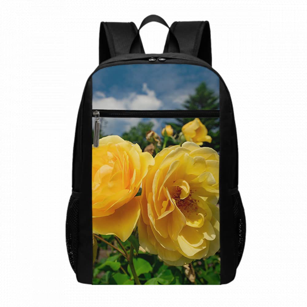 Lefangovs Golden Rose Backpack - Durable Double Strap Laptop Backpack for Women & Kids, Perfect for School, Travel & Work | Stylish Daypack for College, Commuting & Outdoor Adventures