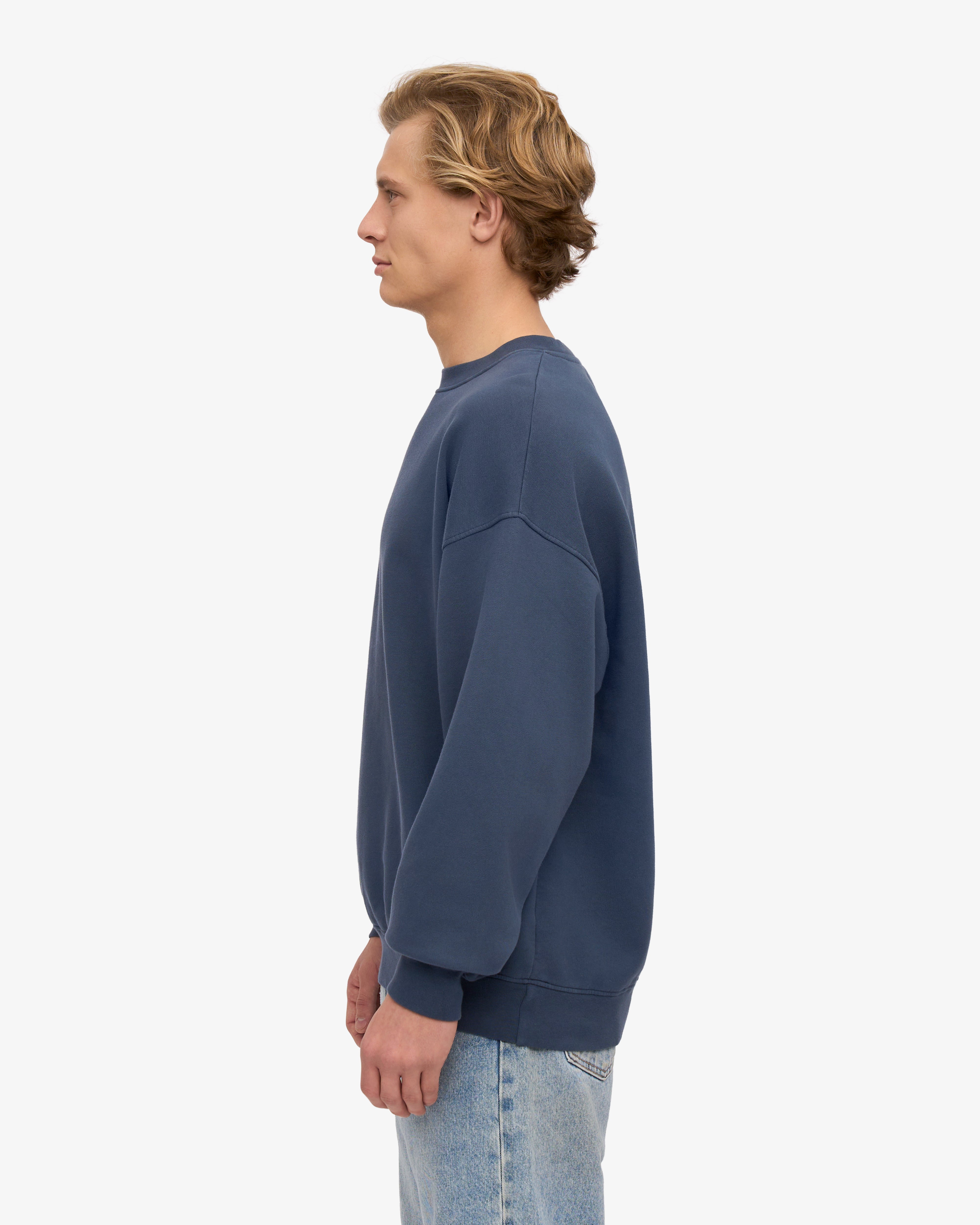 Organic Oversized Crewneck Sweatshirt for Women - Soft & Comfortable Petrol Blue Pullover - Perfect for Casual Wear, Lounge & Street Style