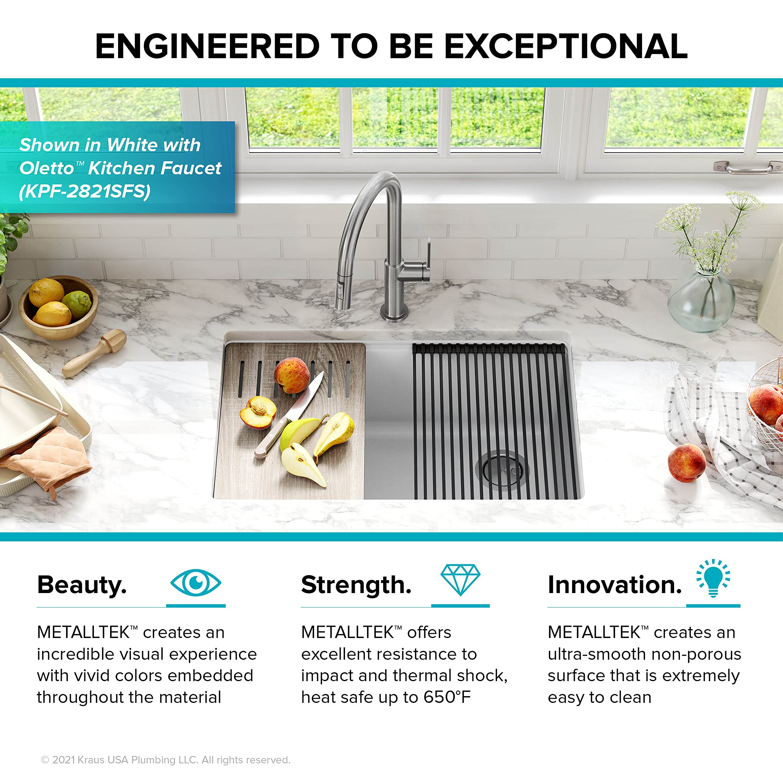 KRAUS Bellucci 30-Inch Undermount Workstation Granite Composite Kitchen Sink in Metallic Black - Includes Accessories (KGUW2-30MBL) - Perfect for Modern Kitchens, Food Prep, and Heavy-Duty Cooking