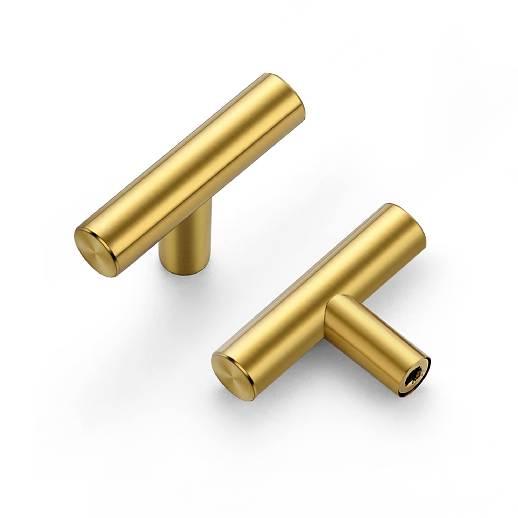 Stainless Steel Brushed Brass Cabinet Handles 2 Inch - 25 Pack for Kitchen Cupboard Drawer Pulls | Durable Hardware Handles for Modern Home & Office Cabinetry