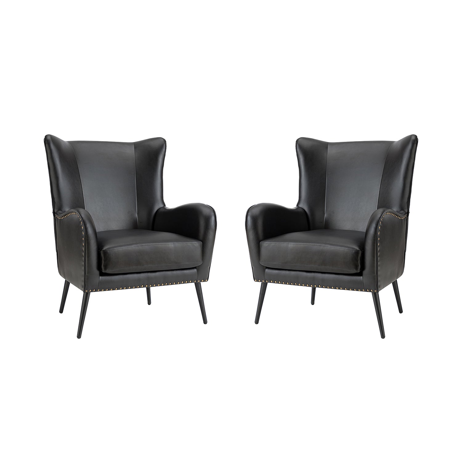 Stylish Shepherd Wingback Vegan Leather Armchair - Modern PU Leather Accent Chair for Living Room, Bedroom & Office - Comfortable Mid-Century Design with Optional Types