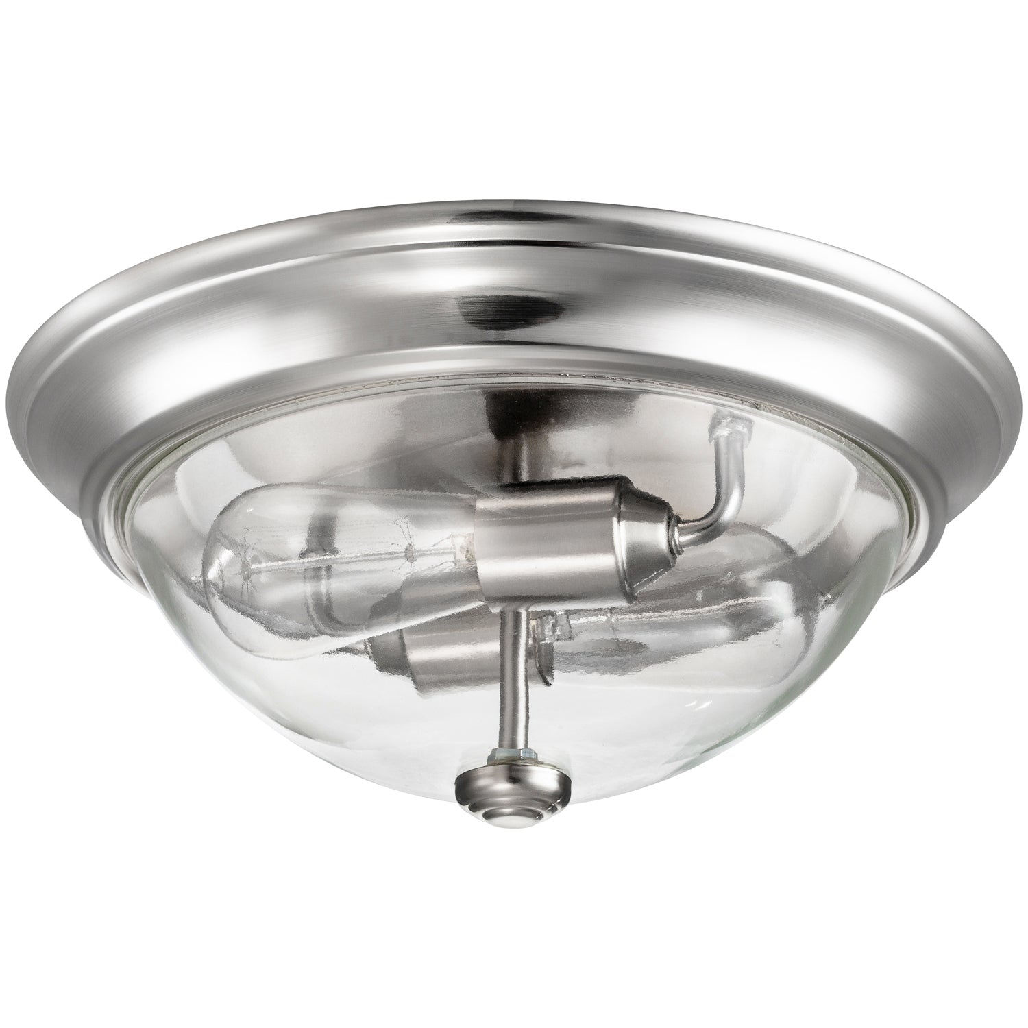 13 Inch Designer Flush Mount Bowl Light - Clear Glass & Brushed Nickel Finish - Perfect for Kitchen, Bathroom, and Hallway Lighting