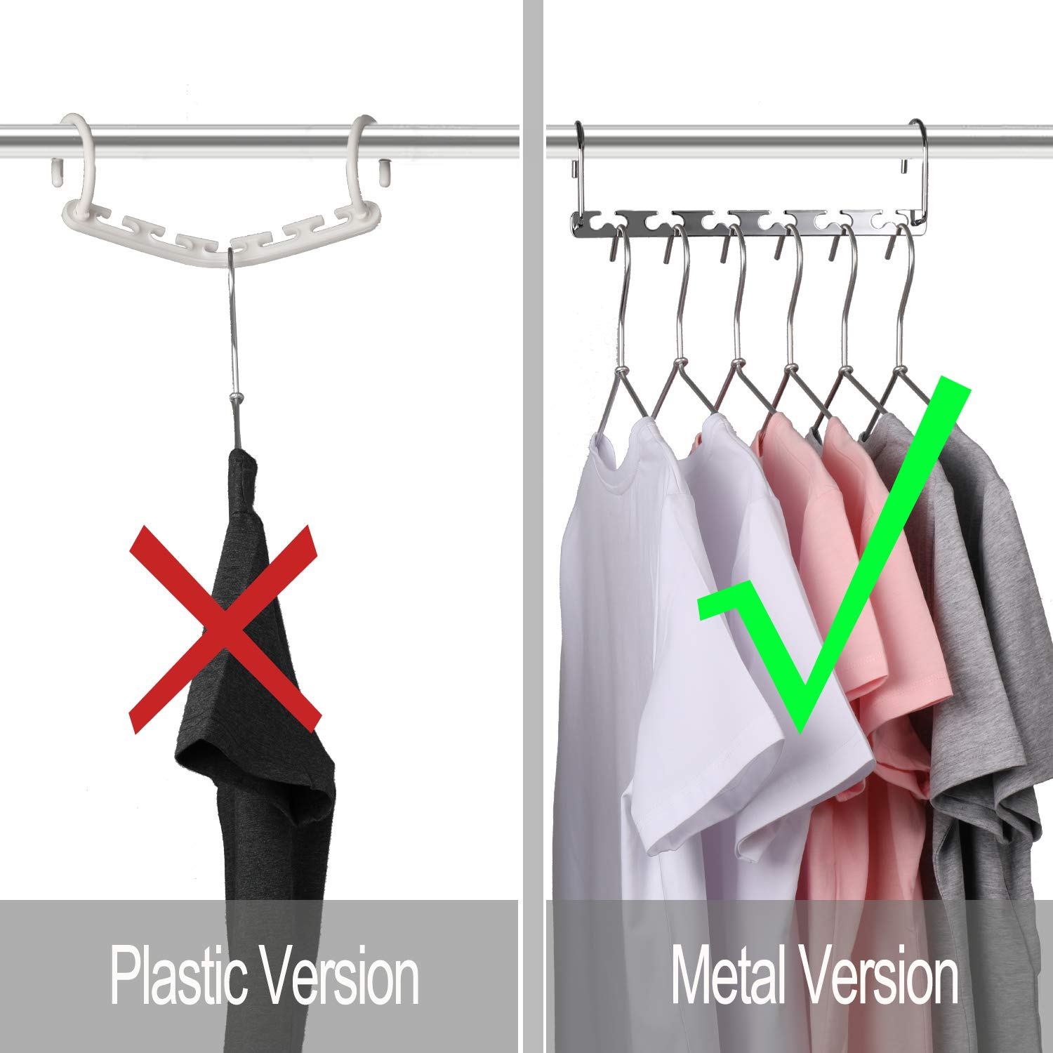 Magicool Hanger 12 Pack - Metal Cascading Closet Organizer for Shirts, Pants & Bras - Space Saving Clothes Hangers for Wardrobe Organization (Perfect for Small Closets & Dorm Rooms)