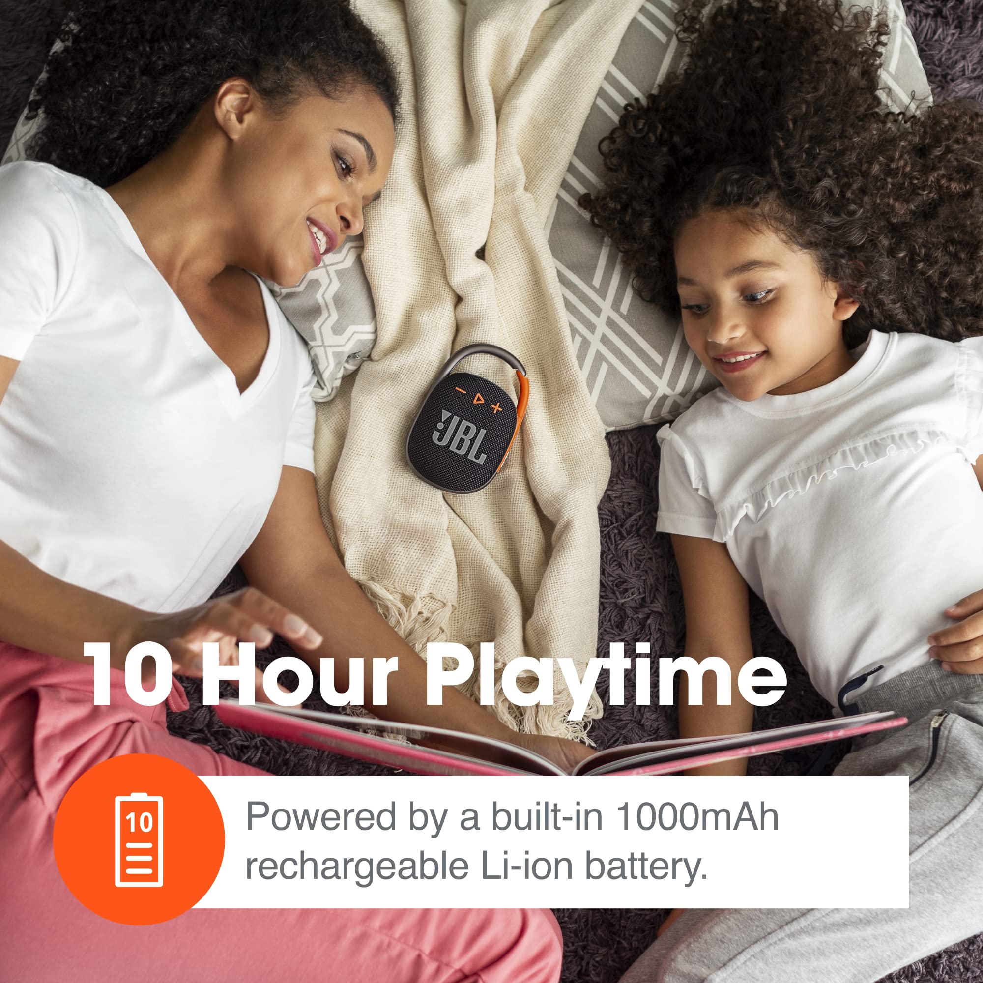 JBL Clip 4 Portable Bluetooth Speaker - IP67 Waterproof & Dustproof - 10 Hour Playtime - Wireless Speaker for Outdoor, Beach, Pool, Hiking & Travel - Orange