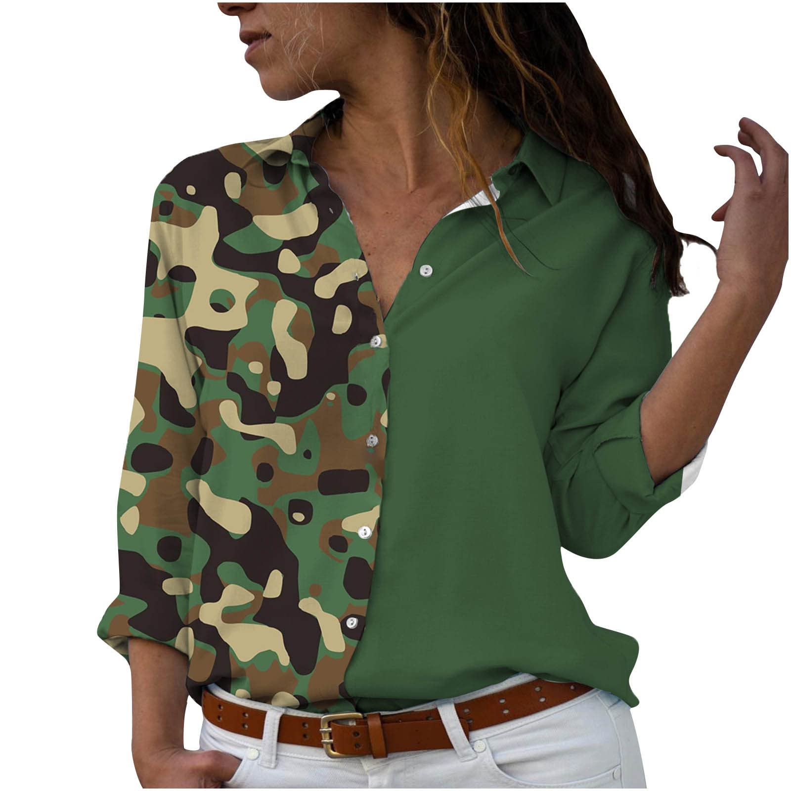 Bidobibo Women's Fall Long Sleeve T-Shirt - Funny Printed Casual Blouse with Turn-Down Collar | Perfect for Autumn Outfits, Office Wear & Weekend Casual Style