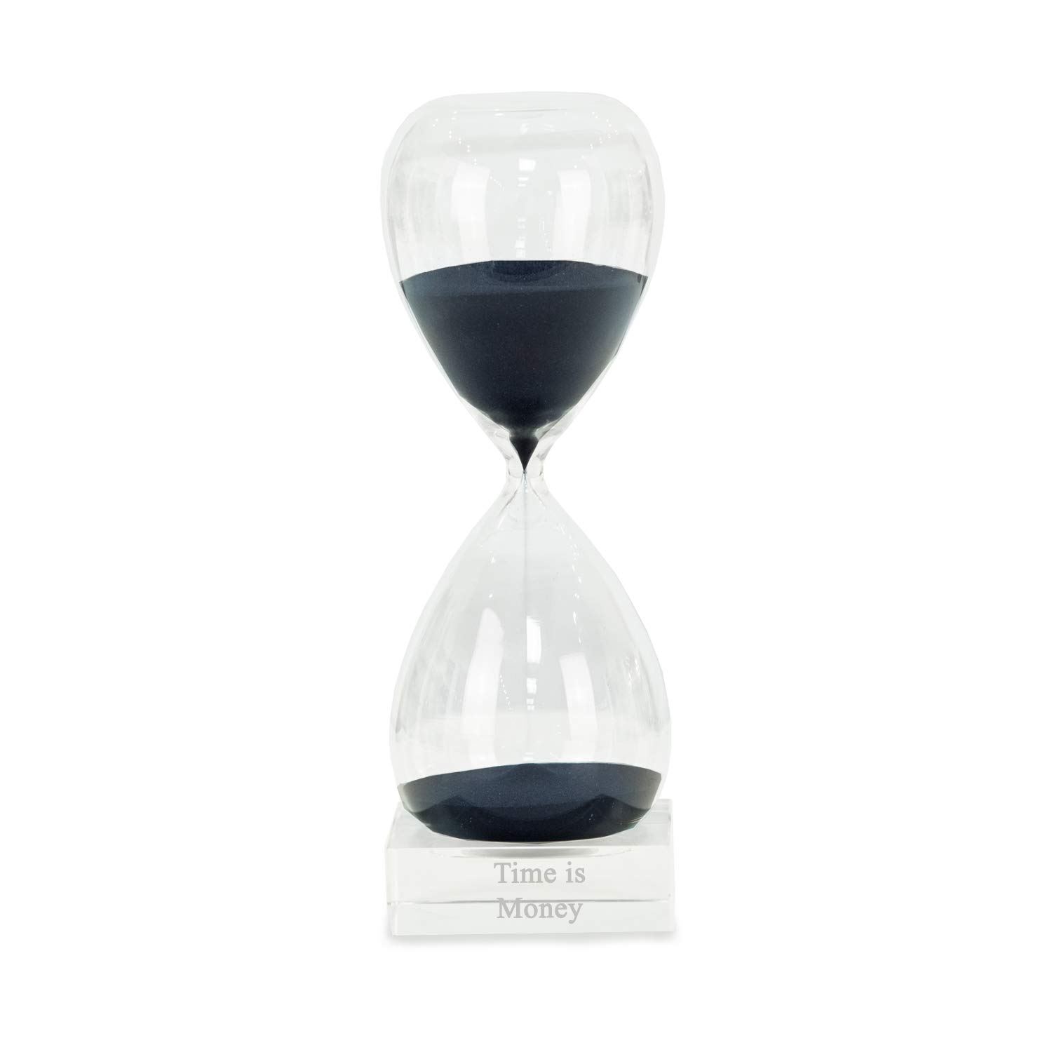 Custom Personalized 60 Minute Hourglass Sand Timer with Crystal Base - Blue Sandglass for Home Office Decor, Meditation Timer, Yoga Studio & Gift Idea