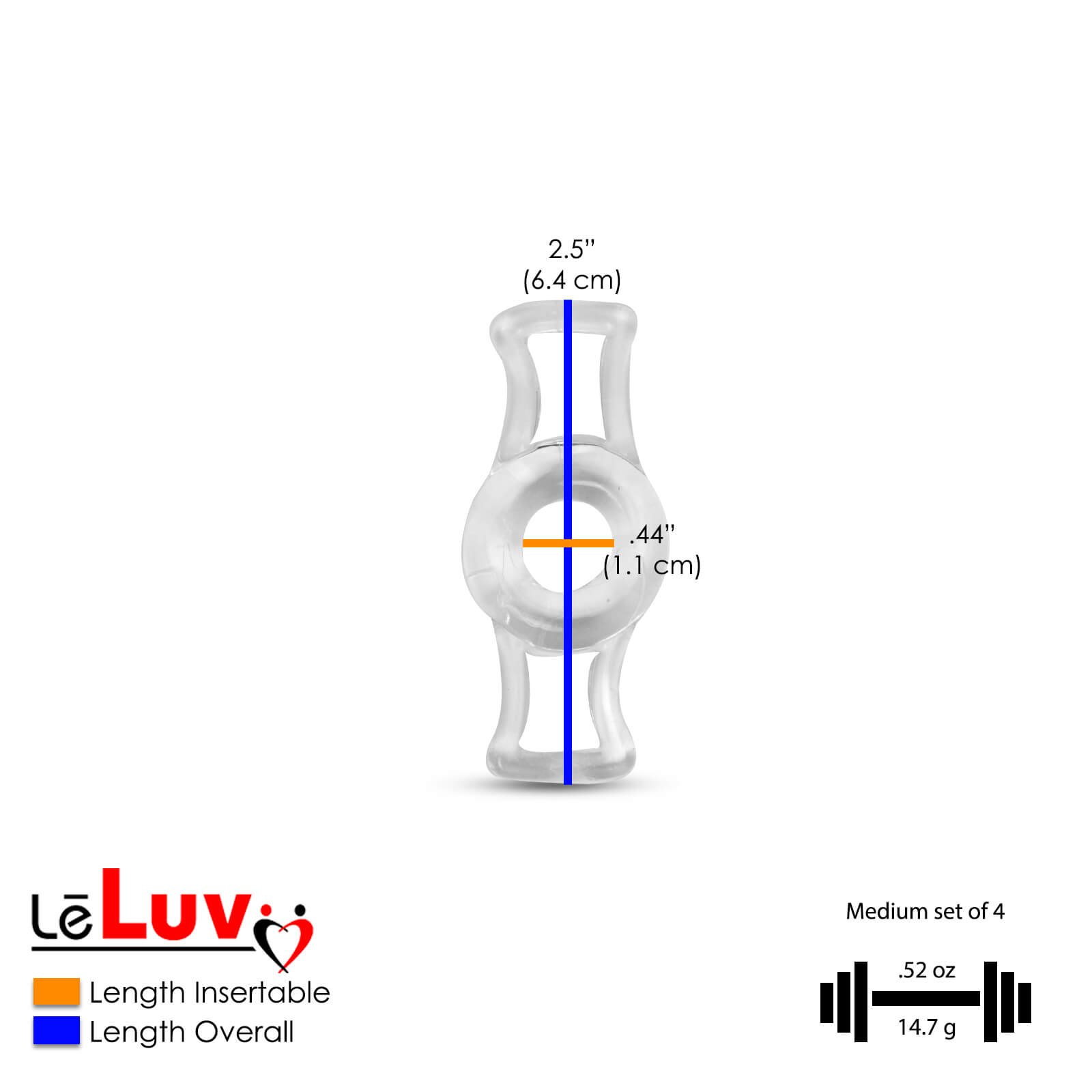 LeLuv Constriction Rings for Vacuum Pumps - Stretchable Silicone Bands, Medium Size (4-Pack) - Clear Medical Grade Rings for ED Therapy & Penis Pump Use