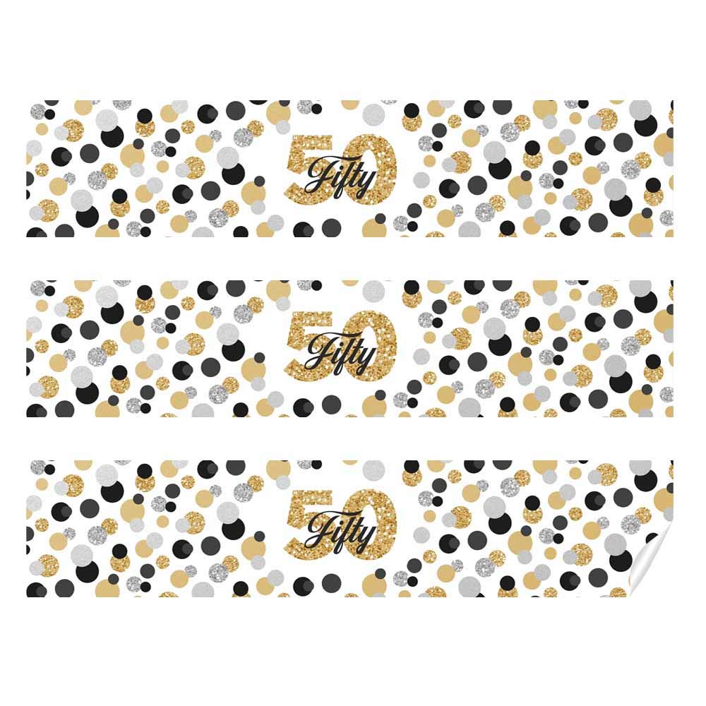 50th Birthday Party Waterproof Bottle Stickers - Confetti Polka Dot Wrap Around Labels for Anniversary Celebrations (20 Pack, 1.75
