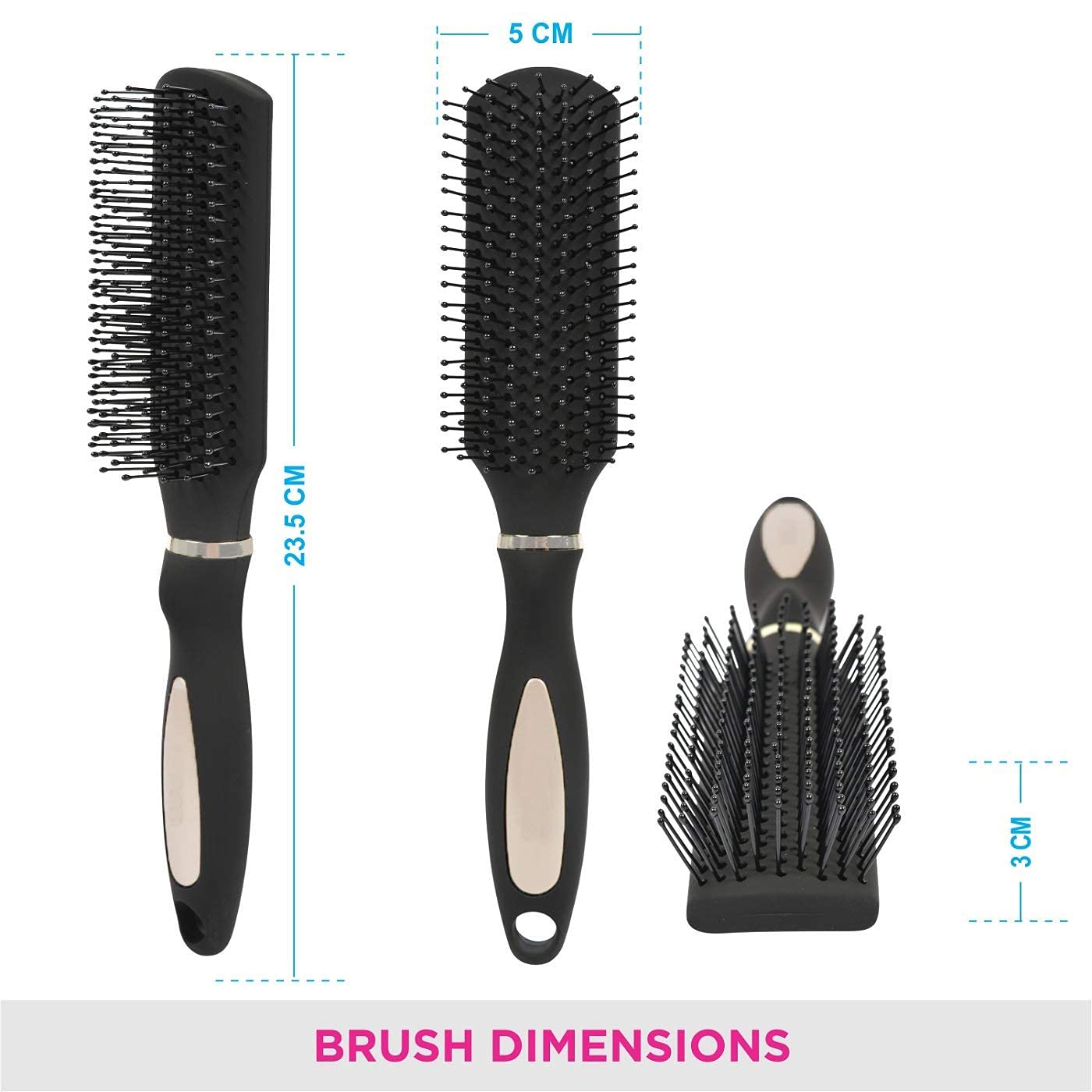 Premium Flat & Round Hair Brush Set (2-Pack) - Detangling & Styling for All Hair Types - Perfect for Home, Travel & Salon Use