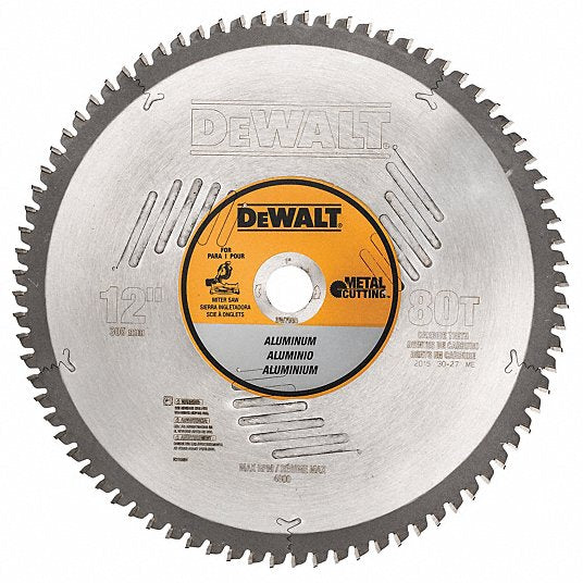 DEWALT 12-Inch 80-Tooth Circular Saw Blade with 0.11-Inch Kerf & 1-Inch Arbor - Perfect for Woodworking, Plywood, and Fine Finish Cuts