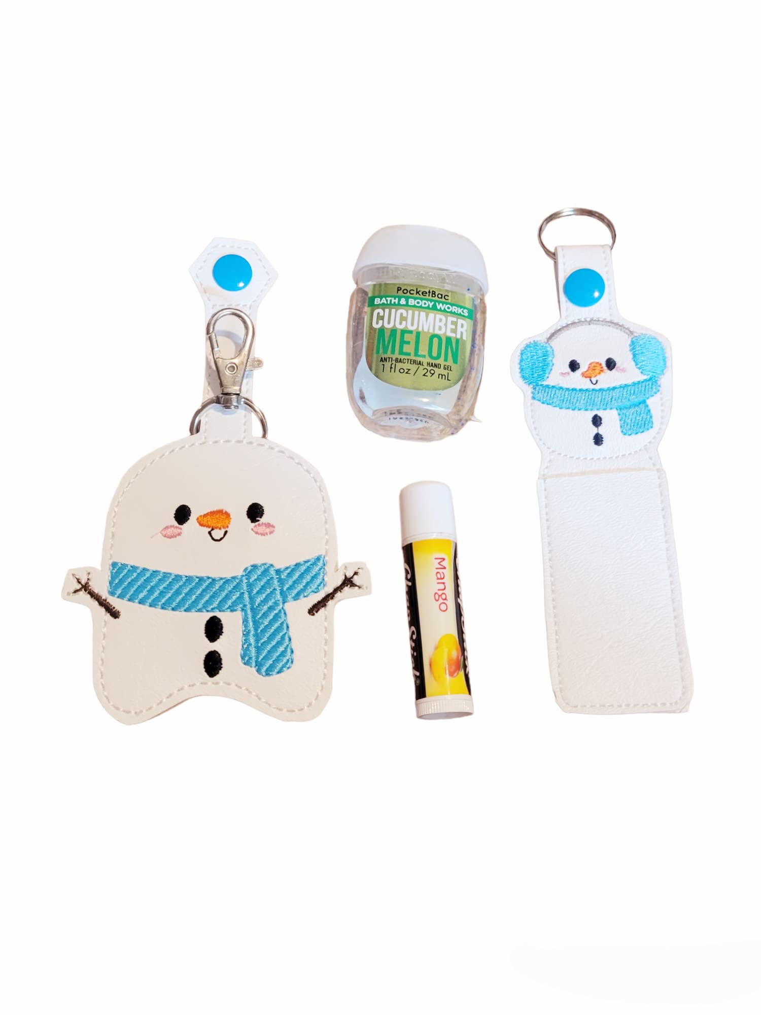 Snowman Hand Sanitizer Holder Keychain - Cute Christmas Sanitizer Bottle Clip for Purse, Backpack & Keys - Perfect Holiday Gift for Women & Kids