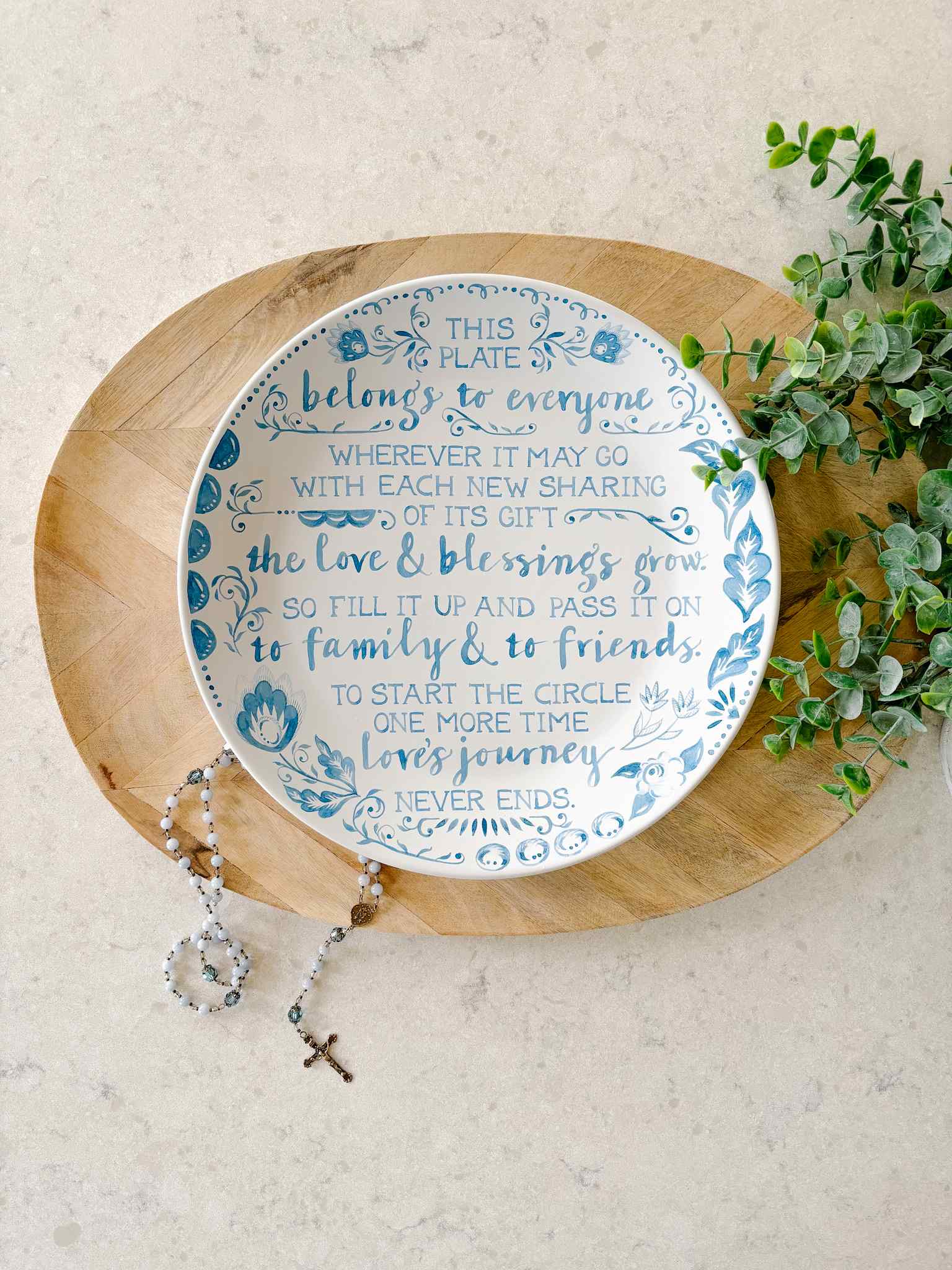 Blessing Plate - Elegant Decorative Ceramic Plate for Home Decor, Wedding Gift, or Wall Art | Perfect for Dining, Display, and Special Occasions