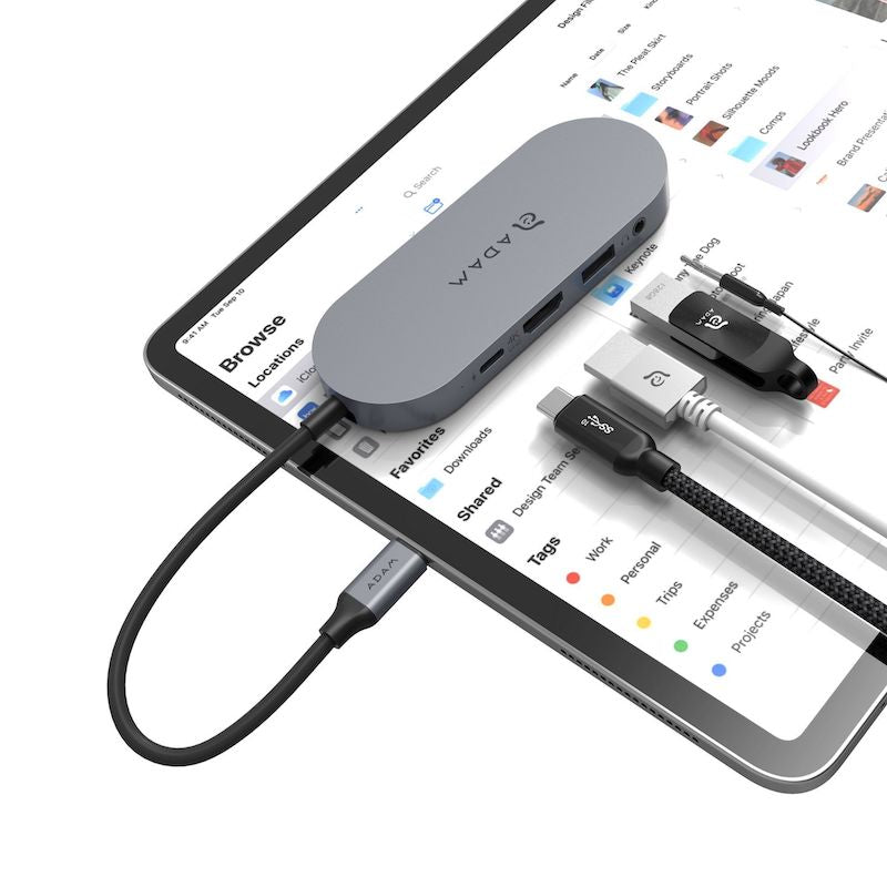 Adam Elements 4-in-1 USB C Hub with SSD - Multi-Port Adapter (HDMI, USB 3.0, SD/TF Card Reader) - Space Gray Metal for MacBook Pro/Air, iPad Pro, Dell XPS - Perfect for Office Work, Travel & Home Entertainment