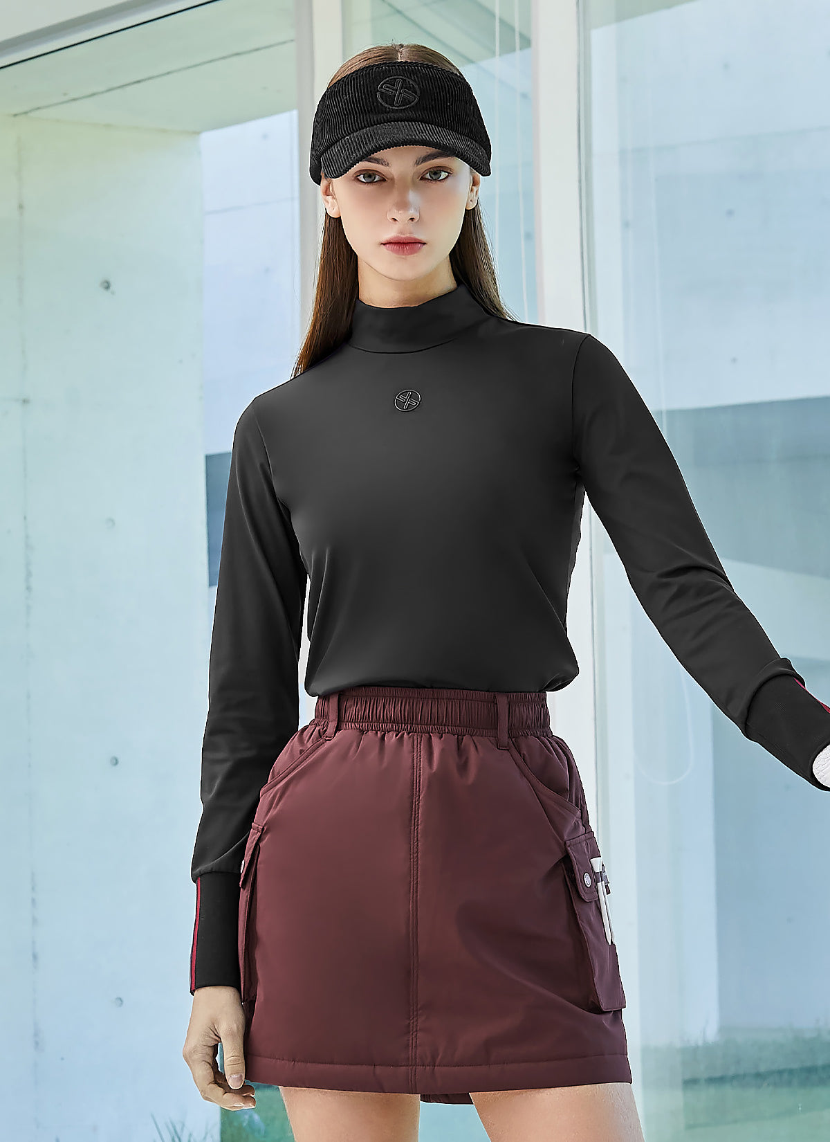 Stylish Mock Neck Stretch Long Sleeve Shirt for Women - Comfortable & Fashionable Tops for Work, Casual & Layering