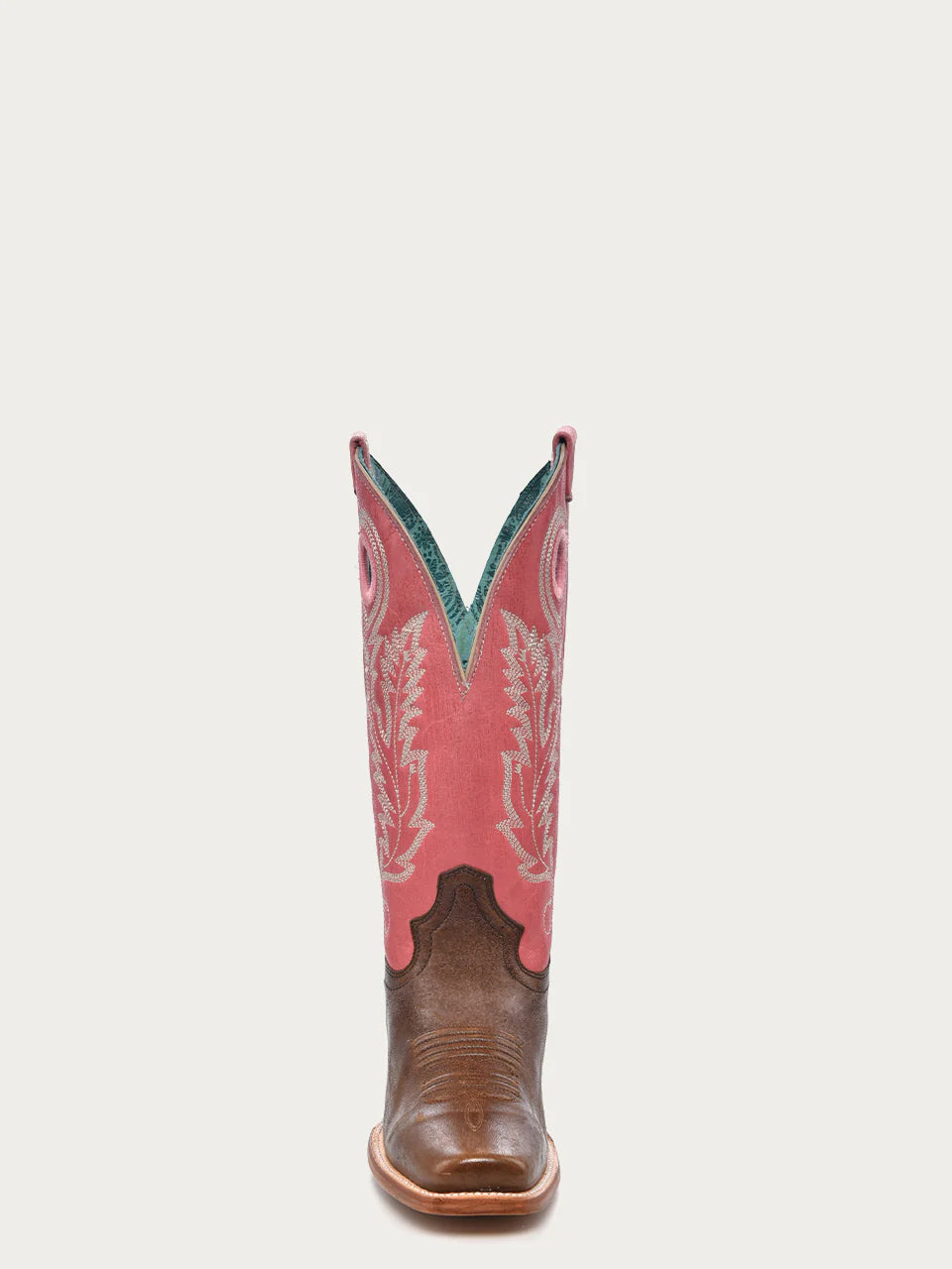 Women's Pink Goat Embroidery Brown Square Toe Cowboy Boots with Pull Holes - Western Fashion, Country Style, Comfortable & Durable for Rodeo, Line Dancing & Outdoor Events