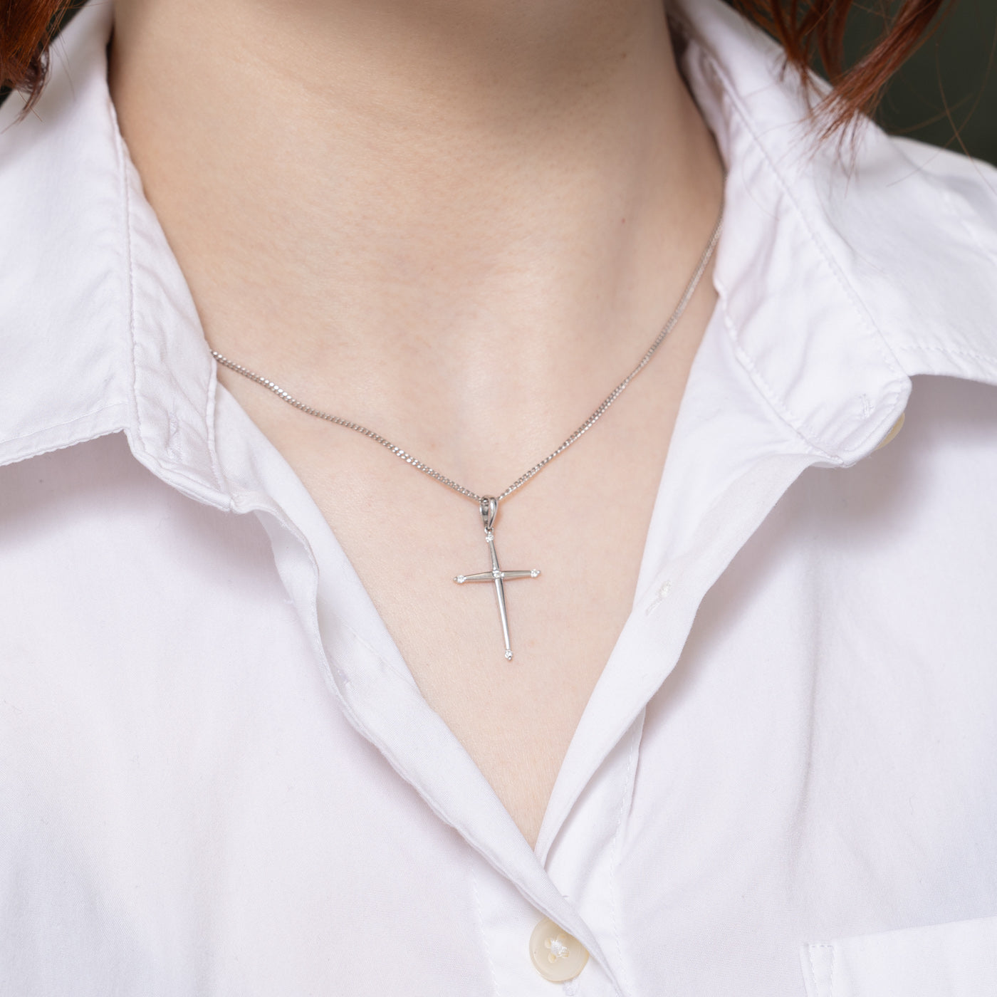 0.05ctw Diamond Cross Pendant Necklace for Women - Elegant 14K Gold Religious Jewelry Gift for Baptism, Confirmation & Everyday Wear