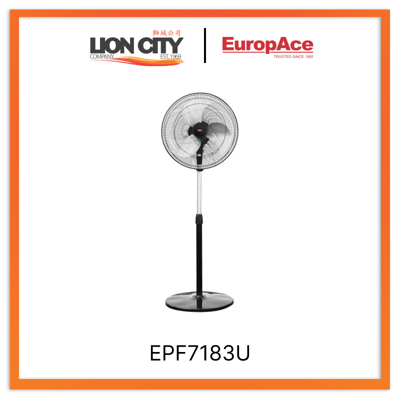 Europace EPF7183U 18 Inch Twin Turbo High-Velocity Stand Fan - Powerful Cooling for Home, Office & Outdoor Use