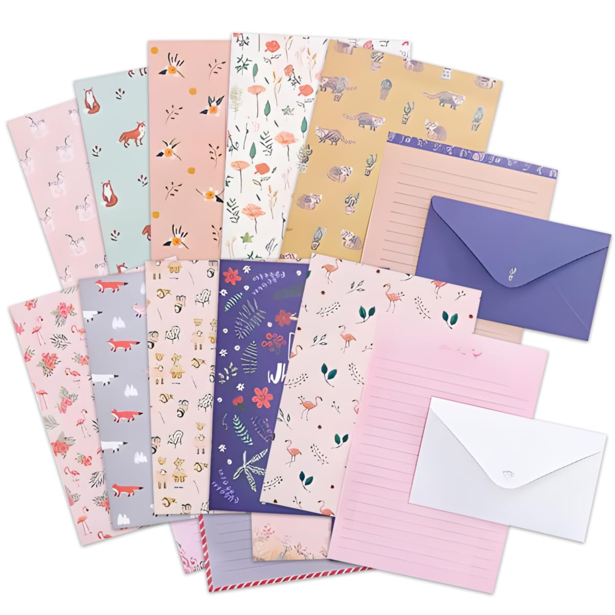 90 Sheets Cute Animal Stationery Paper and Envelopes Set - Lined Letter Writing Paper for Kids, 60 Sheets & 30 Envelopes - Perfect for School, DIY Crafts, Thank You Cards & Handwritten Notes
