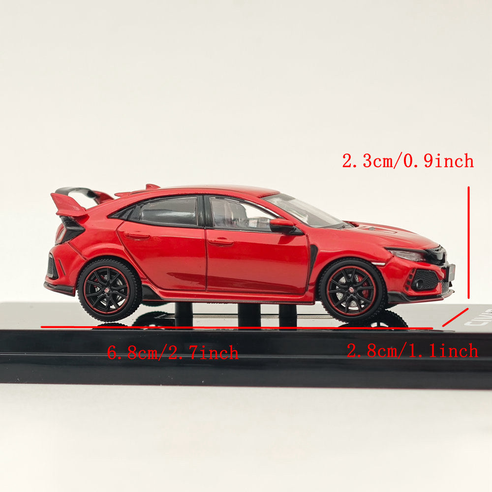 1/64 Scale Honda Civic Type R FK8 2017 Diecast Model Car with Detailed Engine Display - Collectible Miniature for Car Enthusiasts & Perfect Gift for Racing Fans