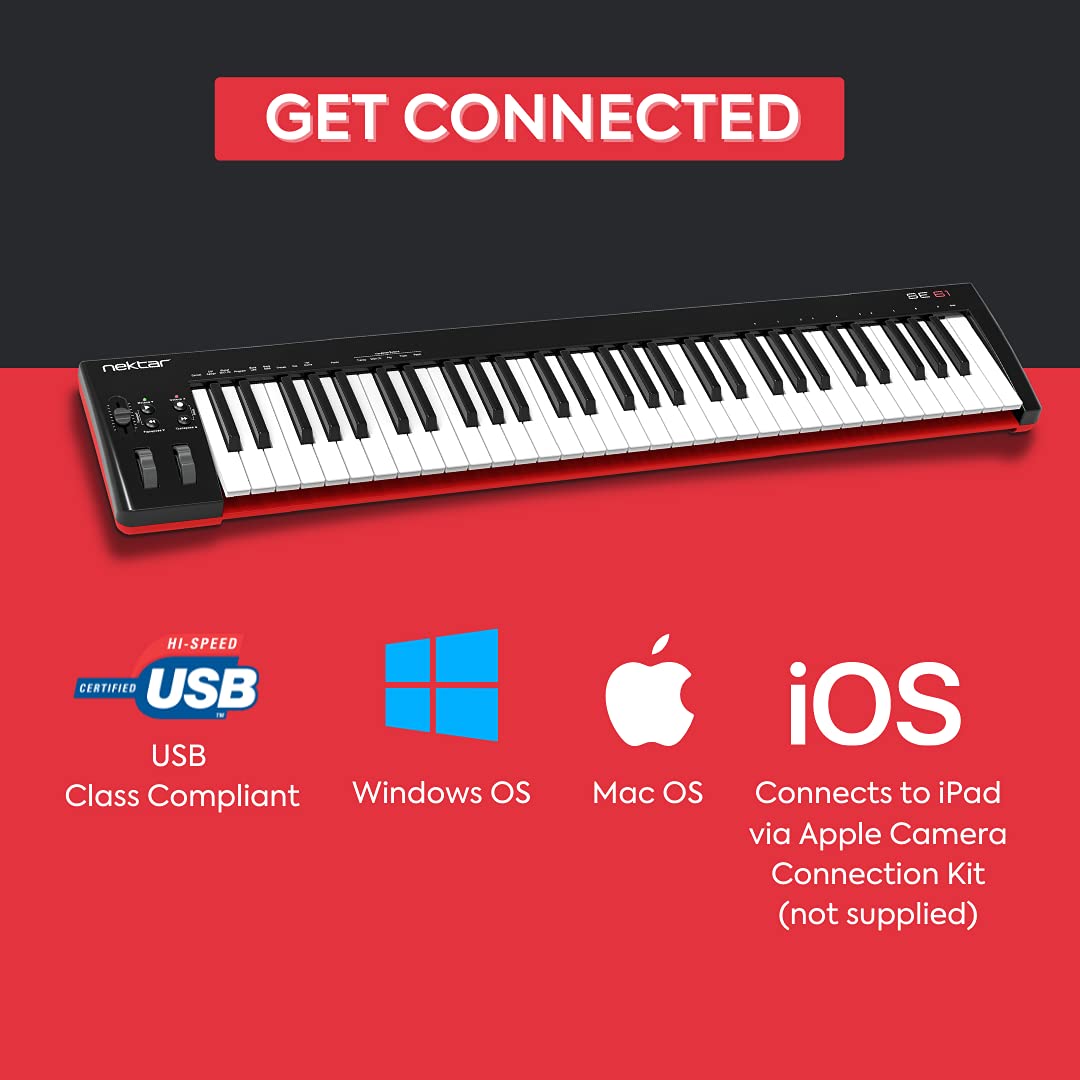 Nektar SE61 USB MIDI Controller Keyboard with DAW Integration - 61-Key Music Production Keyboard for Studio Recording & Live Performance (Black) - Perfect for Home Studios, Beat Making & Electronic Music Production