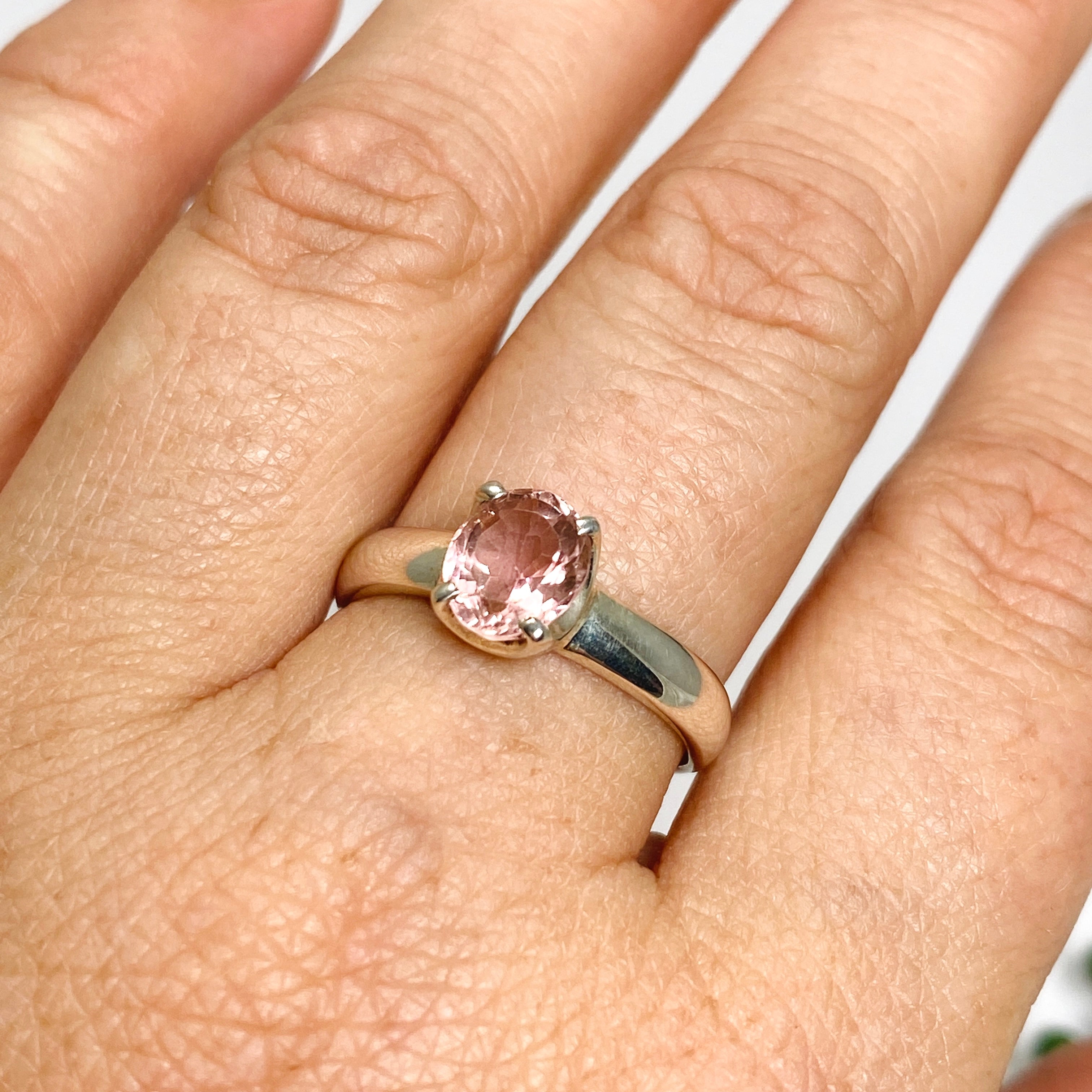 Pink Tourmaline Oval Faceted Ring Size 8.5 - Genuine Gemstone Jewelry for Women, Elegant Engagement & Wedding Gift, Perfect for Anniversary, Valentine's Day & Special Occasions