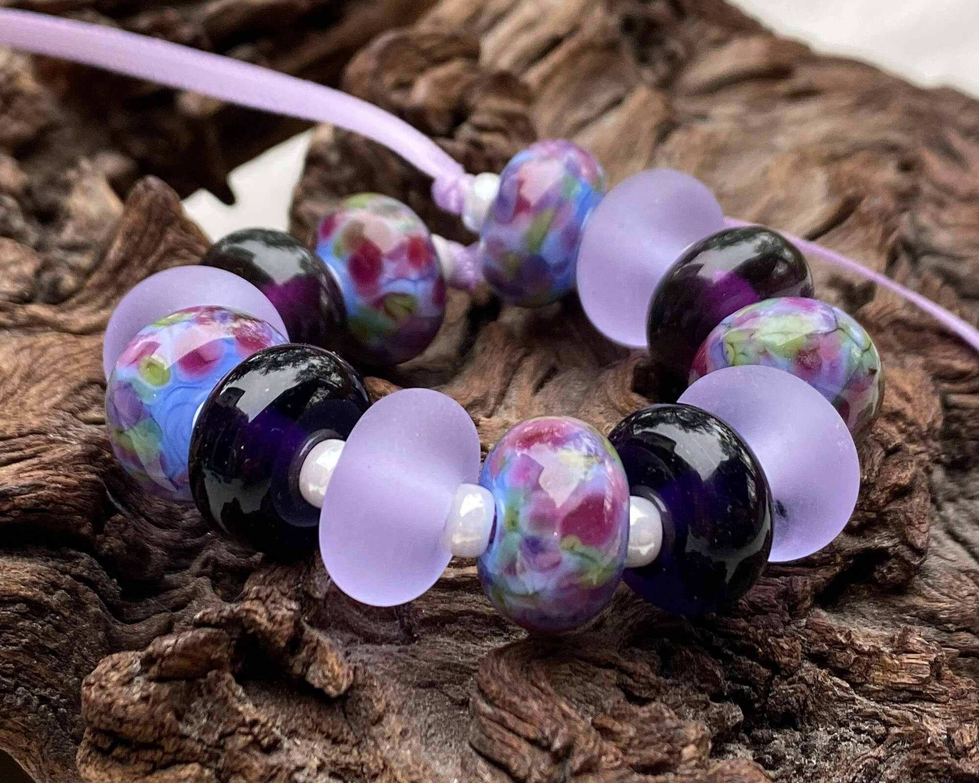13 Royal Purple Lampwork Glass Beads Set for Jewelry Making, DIY Crafts, and Bracelet Design – Perfect for Handmade Gifts and Beading Projects