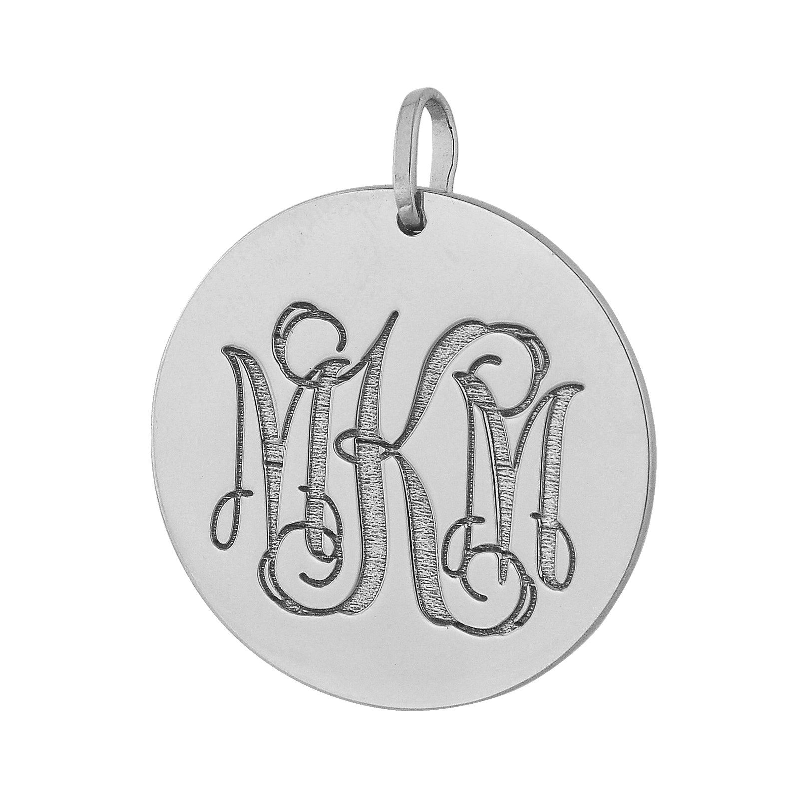 14K Solid Gold 1 Inch Initial Monogram Pendant - Personalized 3 Letter Circle Charm with Deep Laser Engraving (GC09) | Perfect for Necklaces, Bracelets & Gift Giving