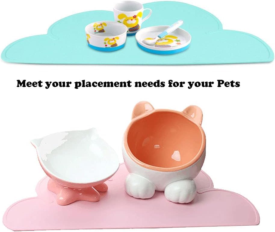 Premium Silicone Pet Feeding Mat for Dogs & Cats - Non-Slip Waterproof Food Tray with Raised Edges | Durable Placemat for Messy Eaters | Perfect for Indoor/Outdoor Use (Grey)