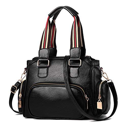 Mn&Sue Genuine Leather Women's Shoulder Tote Bag - Multi-Pocket Work Messenger Purse & Crossbody Satchel for Office, Travel & Daily Use