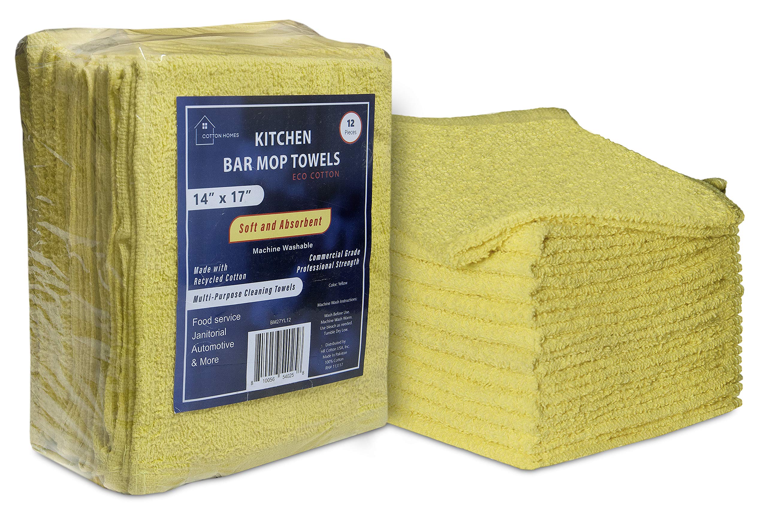 Premium 12-Pack Cotton Bar Mop Towels - 14