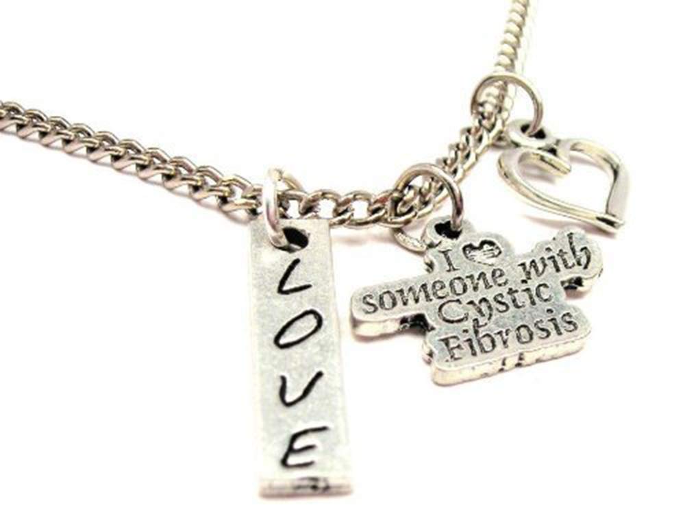 I Love Someone with Cystic Fibrosis Heart Necklace - 18