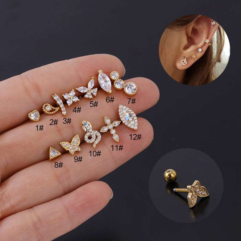 1.2mm Marquise Geometry Daith Stud Piercings - 316L Surgical Steel Body Jewelry for Cartilage & Ear Piercing | Perfect for Everyday Wear & Special Occasions