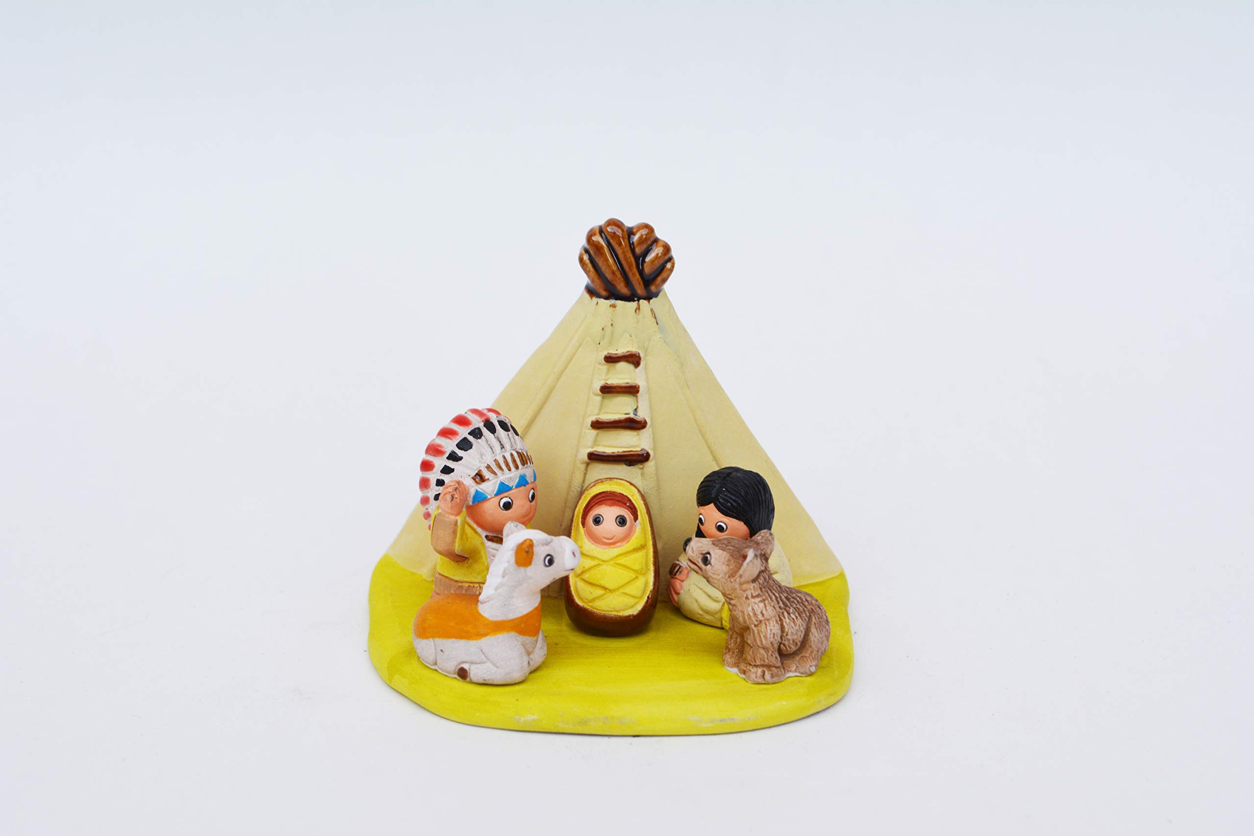 Handmade Native American Nativity Scene - Clay 