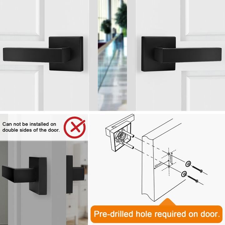 Probrico 4 Pack Matte Black Dummy Door Handles - Non-Turning Interior Door Levers, Heavy Duty Reversible Indoor Handles for Closet Pantry & Cabinet - Perfect for Home, Office & Commercial Spaces