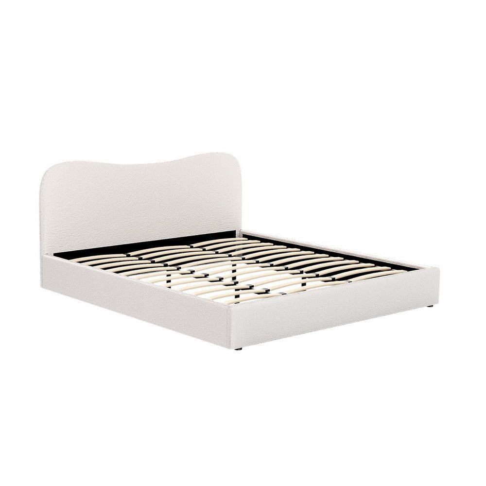 King Size Albany Boucle Bed Frame & Bonita Euro Top Mattress Set - Medium Firm Support for Back Pain Relief - Perfect for Master Bedroom, Guest Room & Apartment Sleeping