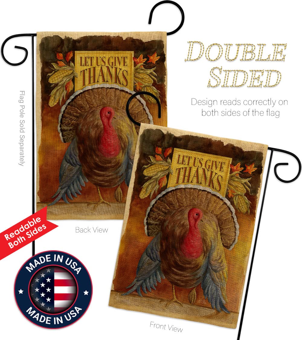 Thanksgiving Garden Flag Set with Stand - Fall Turkey Pumpkin Decor for Yard & Home