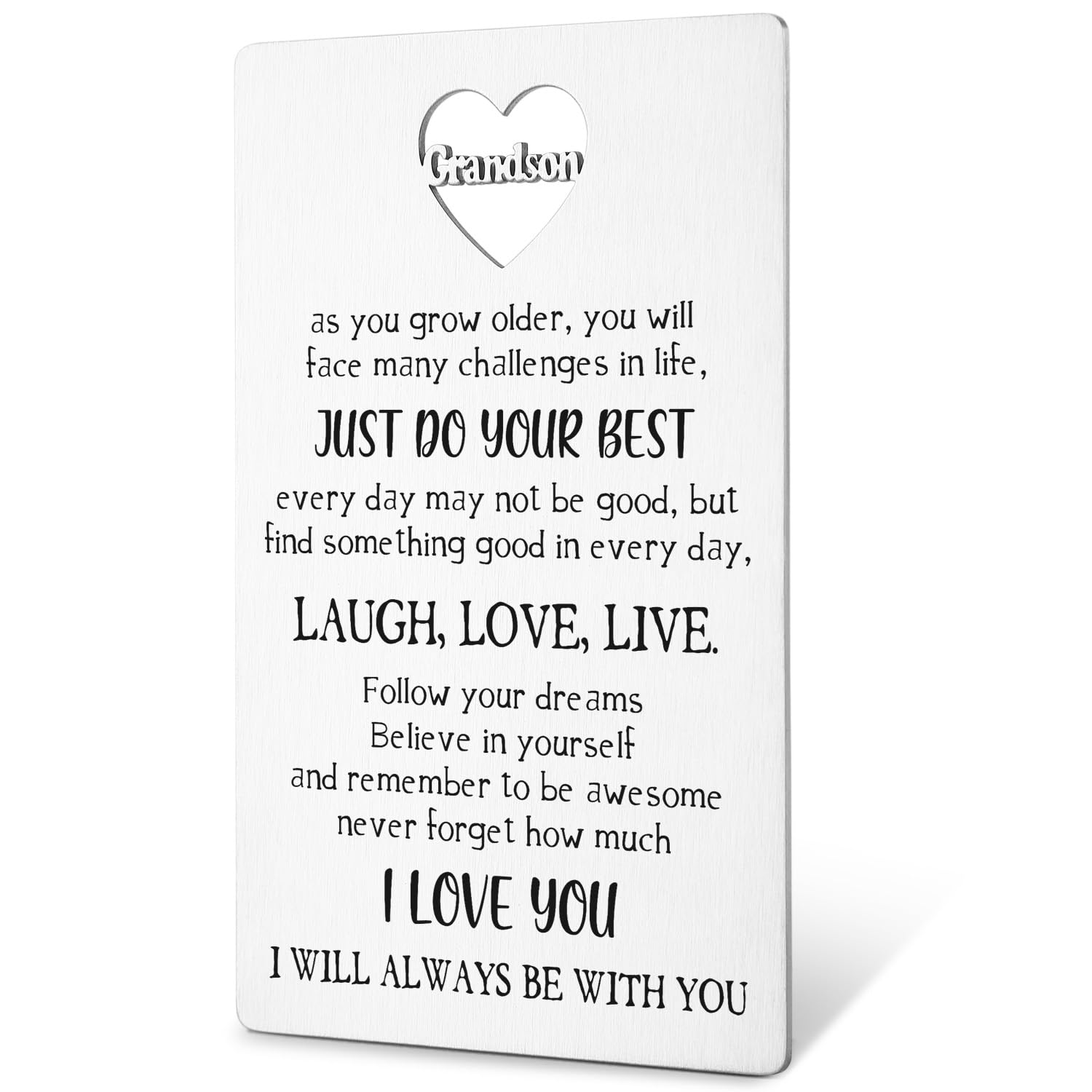 Grandson Wallet Card - Inspirational Gift for Graduation, Birthday, Christmas & Deployment | Thoughtful Present from Grandma | Perfect for Special Occasions & Keepsake Memories