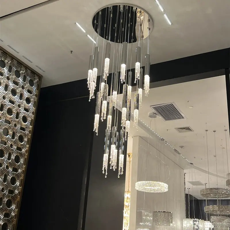 Modern Celia Staircase Chandelier - Elegant Ceiling Light Fixture for Hallway, Foyer, and Stairwell Lighting