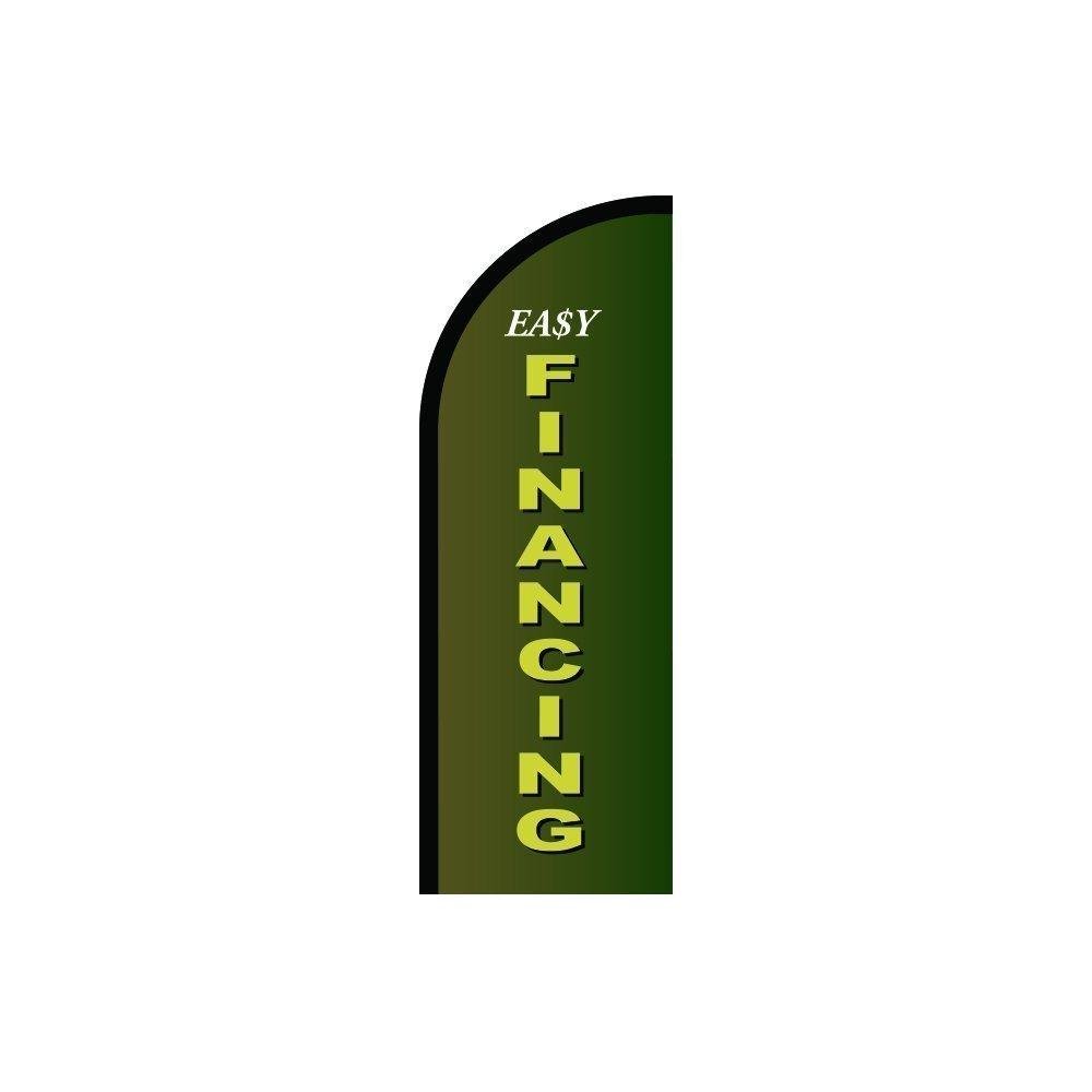 Easy Financing Sign Feather Flag - 9.9' Swooper Advertising Banner for Business Promotions | Pre-Printed Flutter Flag for Car Dealerships, Retail Stores & Outdoor Events