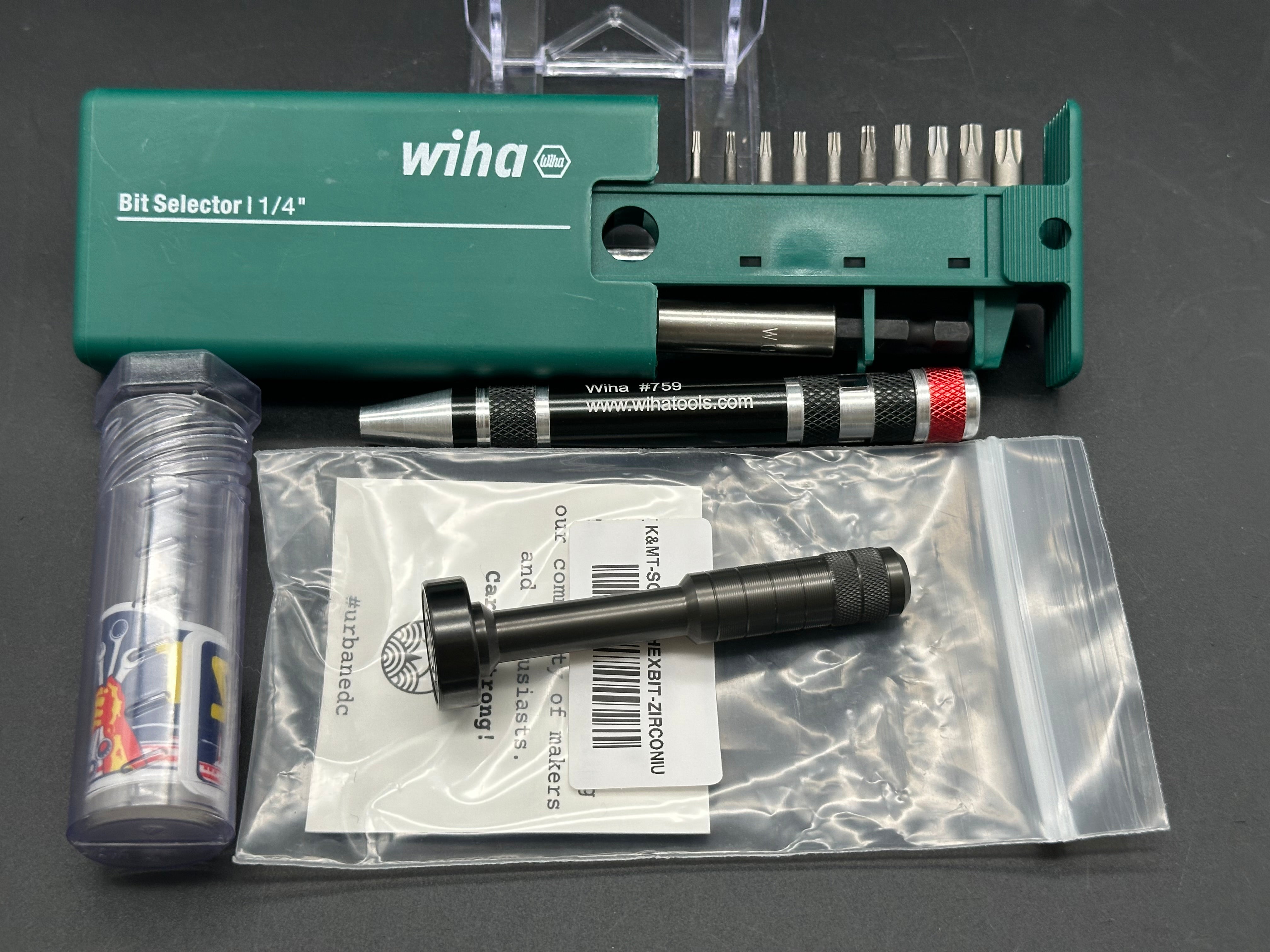Scout Leather Co. Hex Bit Driver - Zirconium Limited Edition with Wiha Bit Selector 1/4