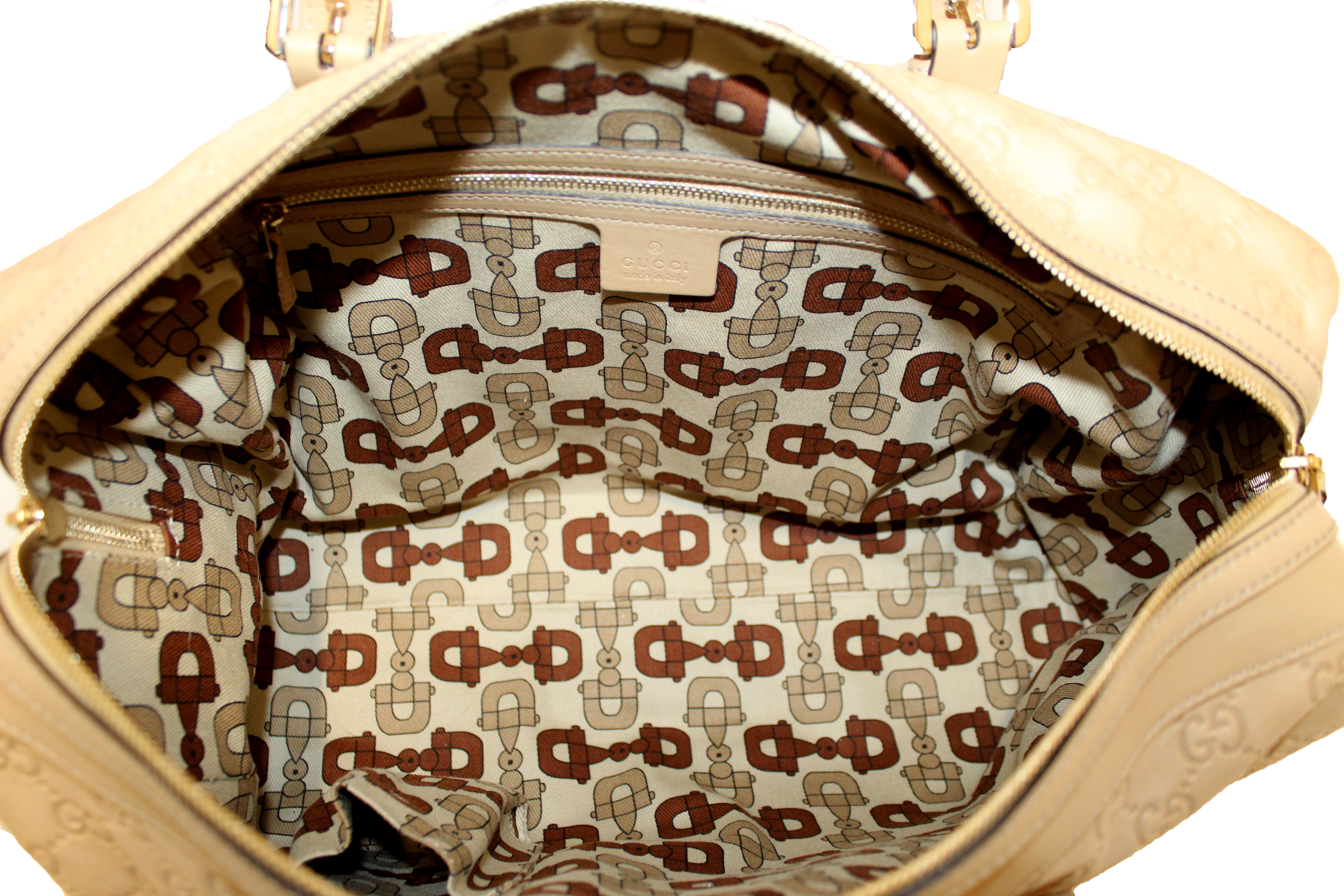 Authentic Gucci Beige Guccissima Leather Medium Britt Boston Bag - Luxury Designer Handbag for Women, Perfect for Work, Travel & Everyday Use