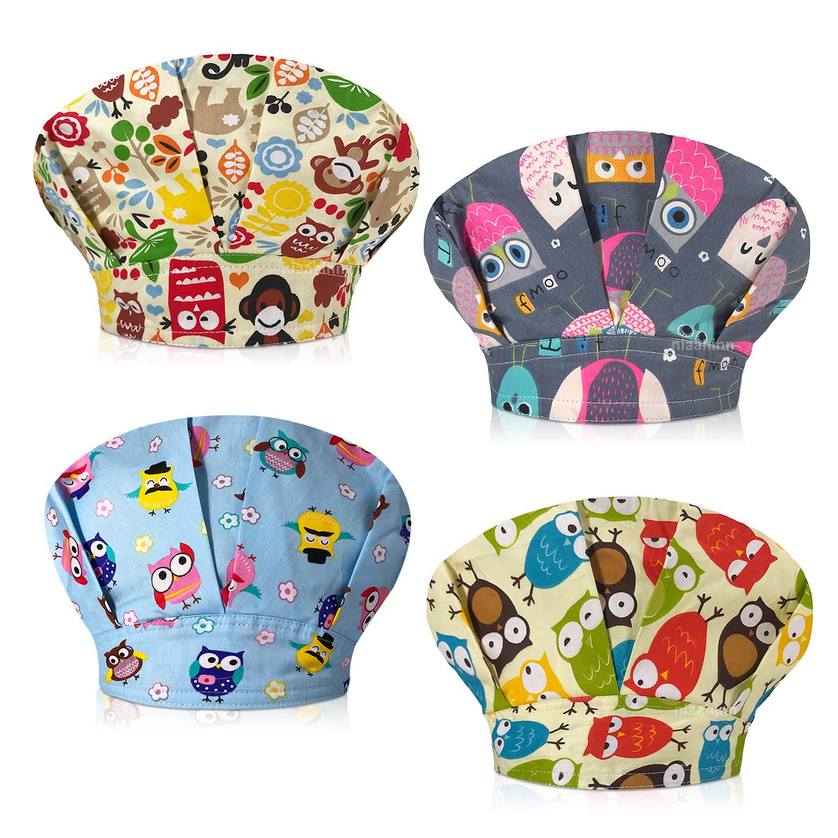 4 Pack Adjustable Medical Bouffant Scrub Caps with Button & Sweatband - Breathable Surgical Hats for Men & Women - Perfect for Hospitals, Clinics & Healthcare Professionals