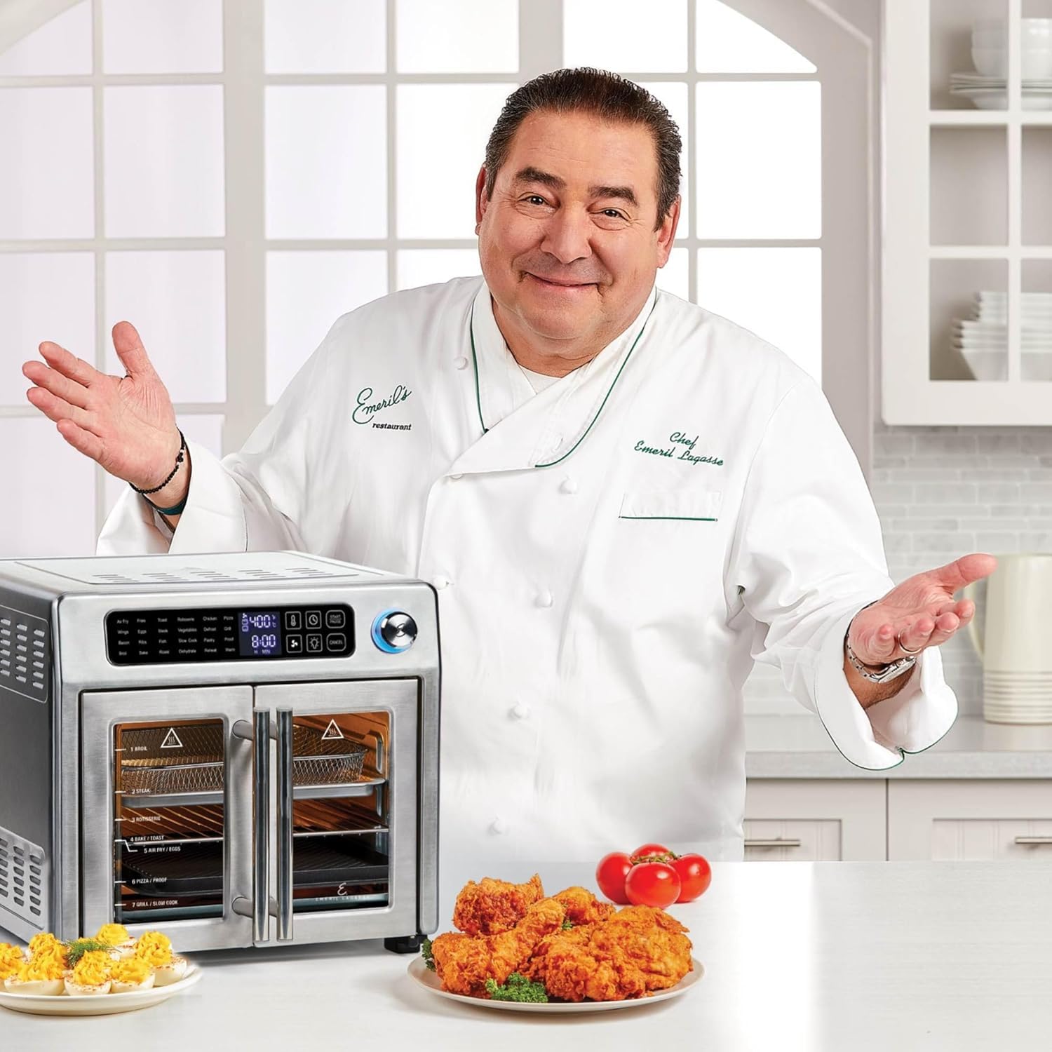 Emeril Lagasse 26QT Extra Large Air Fryer Toaster Oven Combo - 24 Cooking Functions with Digital Controls - Stainless Steel French Door Design - Includes 7 Accessories - Perfect for Baking, Roasting, Air Frying & Family Cooking