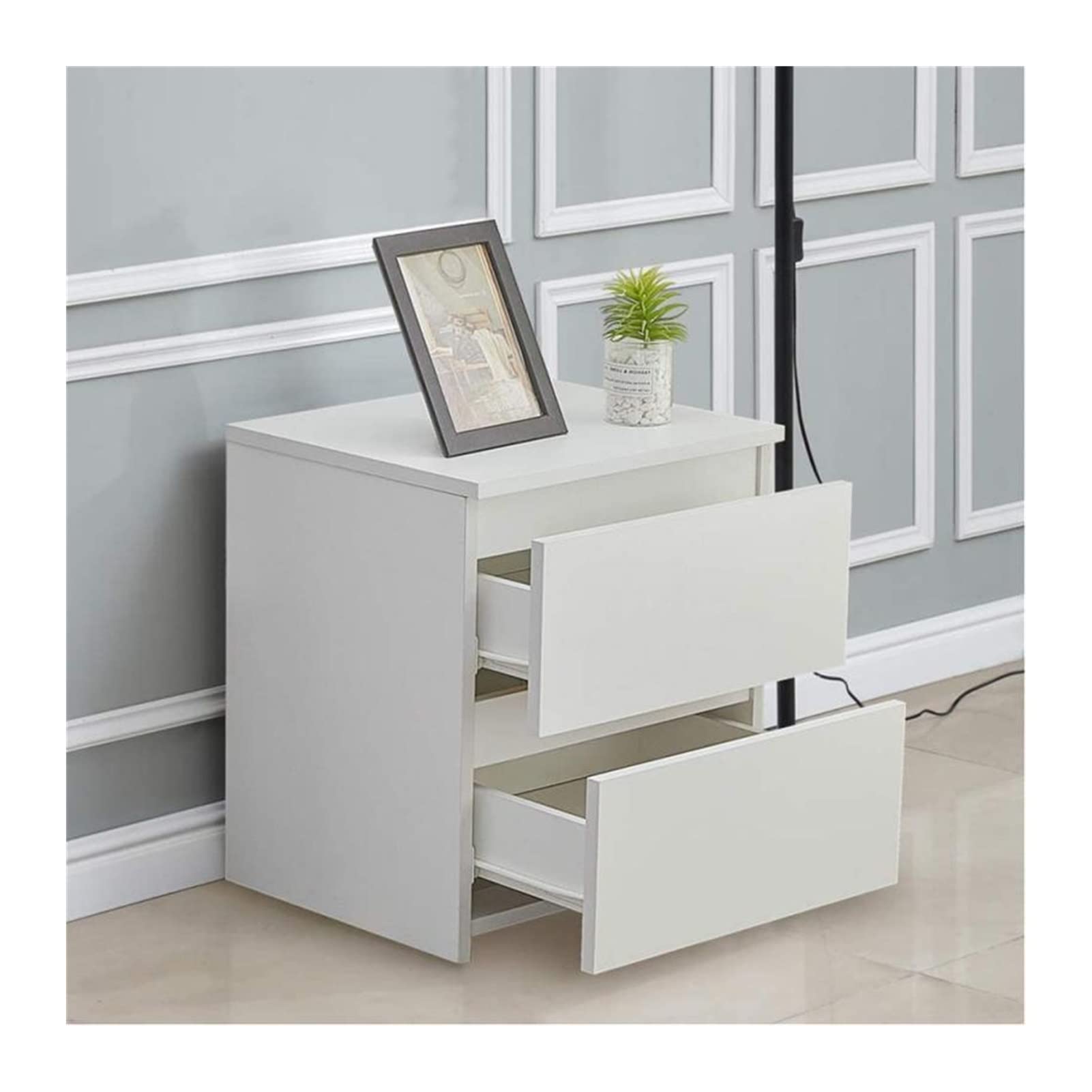 Modern Nightstand with 2 Drawers - Bedside Table Organizer, Bedroom Furniture, Black Wooden Side Table for Bedroom, Living Room & Office - Perfect for Storage & Decor