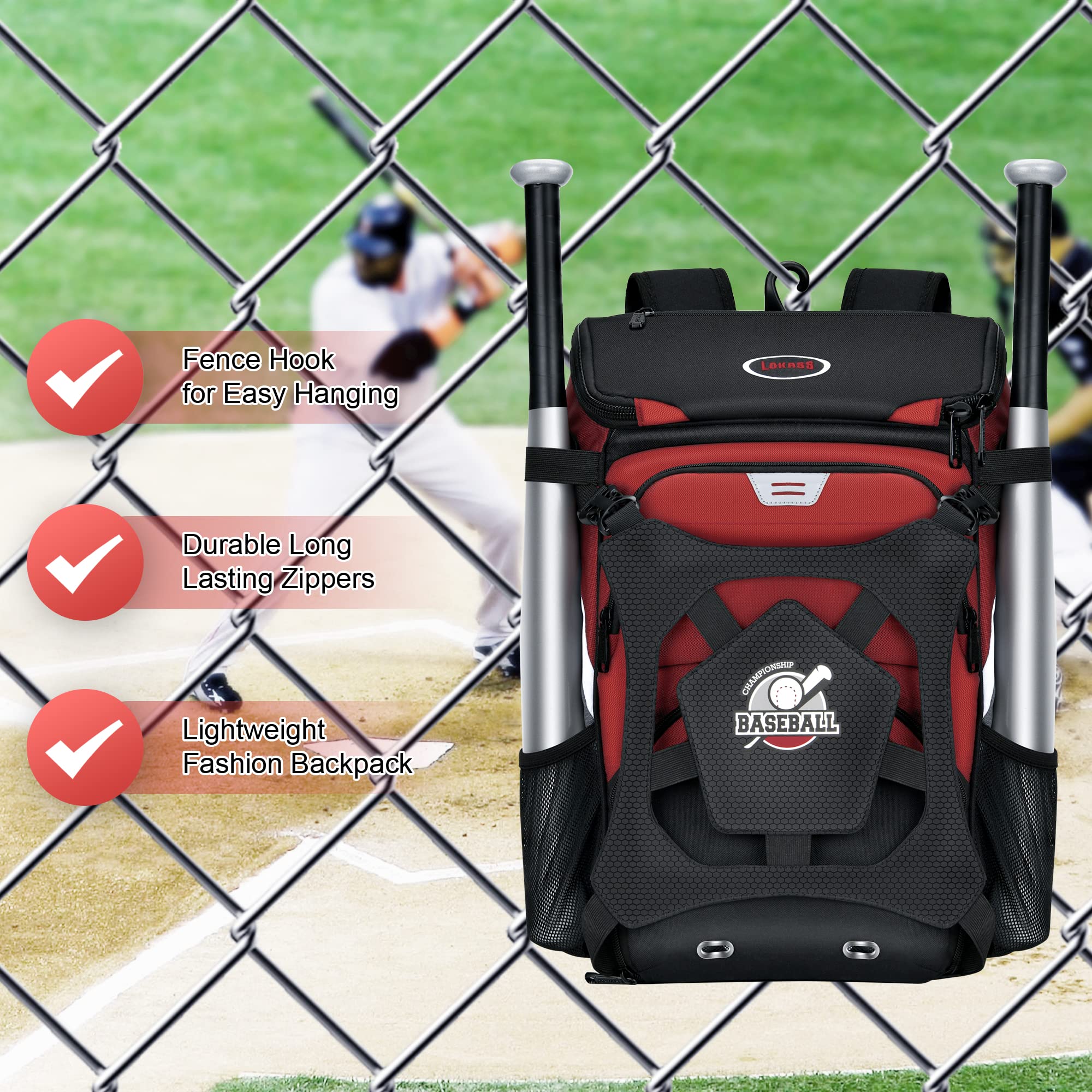 **Best Baseball Backpack for Adults & Youth – Large Capacity Lightweight Softball Bag with Shoe Compartment, Fence Hook, and Waterproof Design for T-Ball Bats, Helmets & Gloves – Perfect for Games, Practice & Travel**