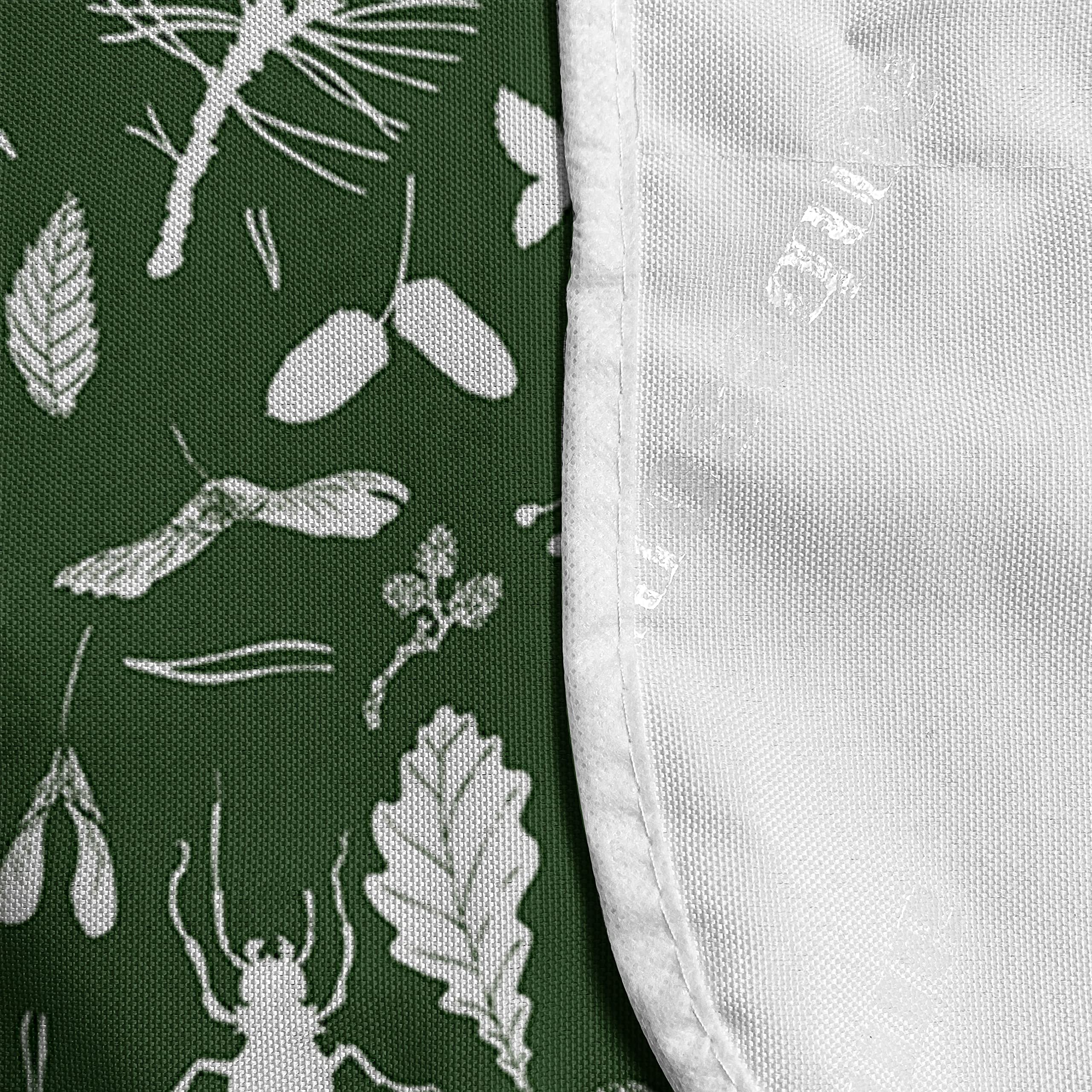 Ambesonne Woodsy Microwave Cover - Hand-Drawn Forest Leaves, Twigs, Pine Cones & Beatles Design - Waterproof Kitchen Organizer with Pockets - 36