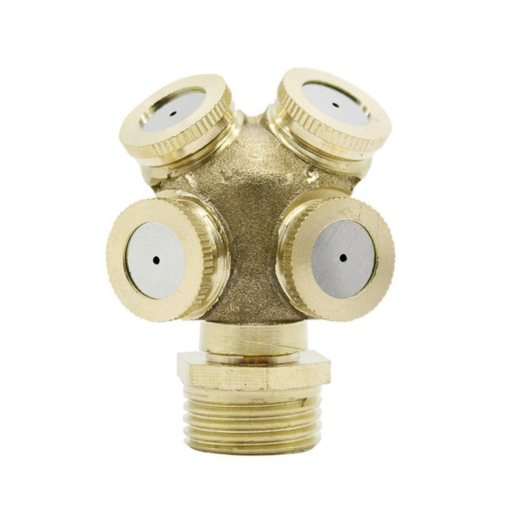 4 Hole Adjustable Brass Garden Sprinkler Nozzle - Black | Heavy Duty Misting Sprayer for Lawn Irrigation, Yard Watering & Plant Care | Perfect for Home Gardens, Flower Beds & Vegetable Patches